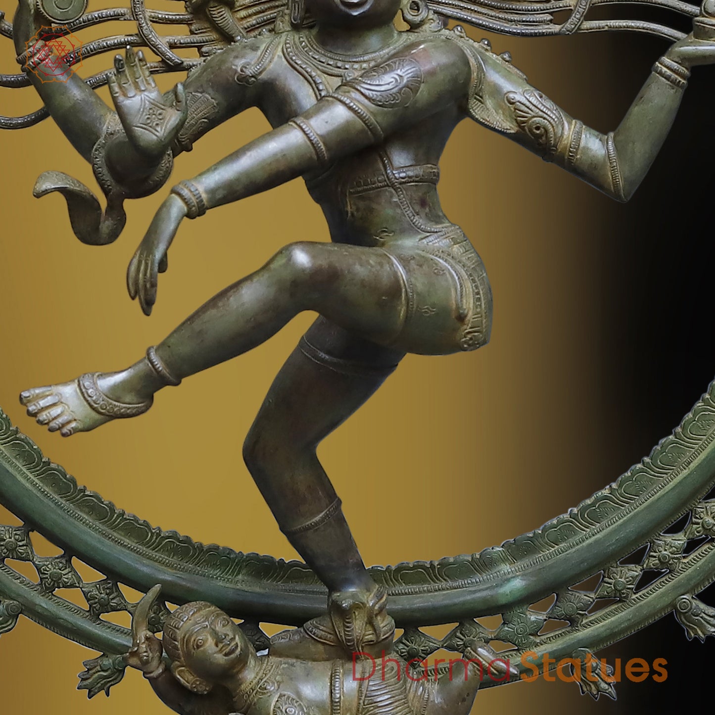 Brass Nataraja, Dancing Shiva, Black Patina & Golden Finish, 33.5"