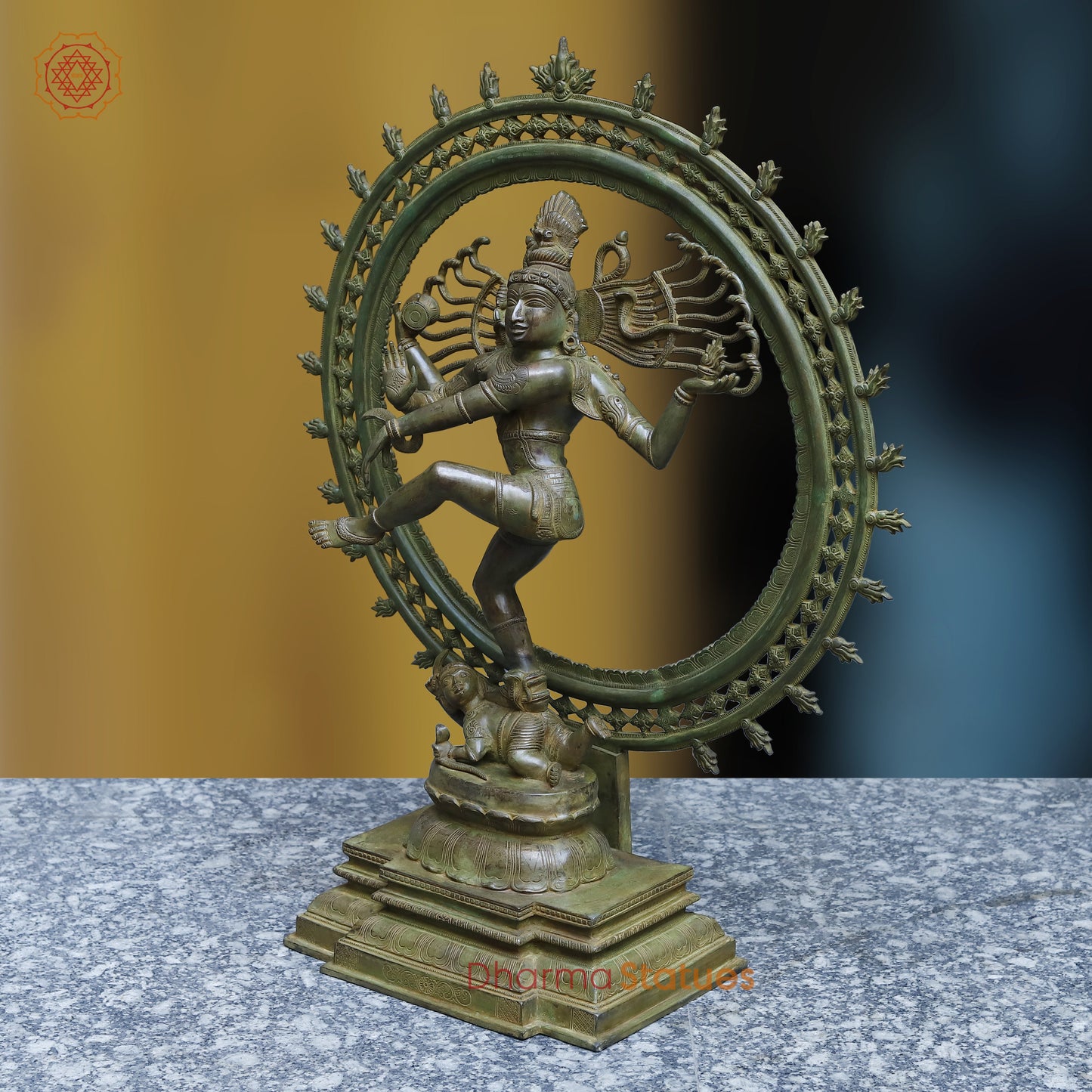 Brass Nataraja, Dancing Shiva, Black Patina & Golden Finish, 33.5"