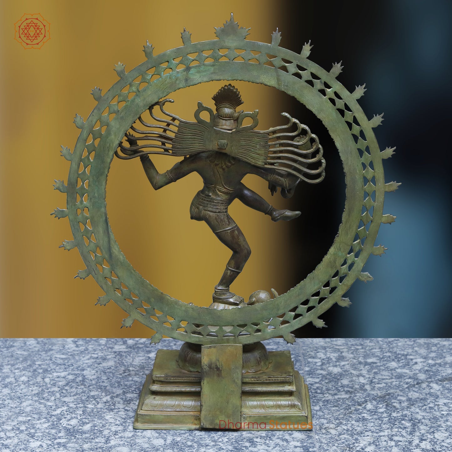 Brass Nataraja, Dancing Shiva, Black Patina & Golden Finish, 33.5"
