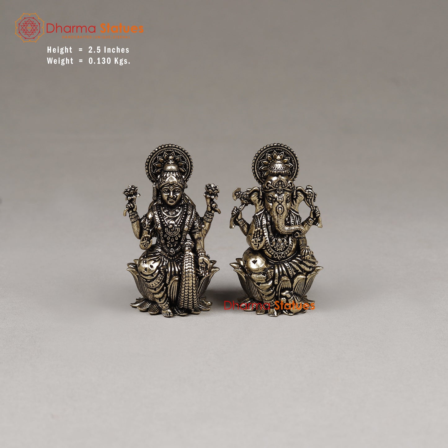 Brass Lakshmi & Ganesh, 2.5"