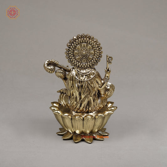 Brass Saraswati, 7.5"
