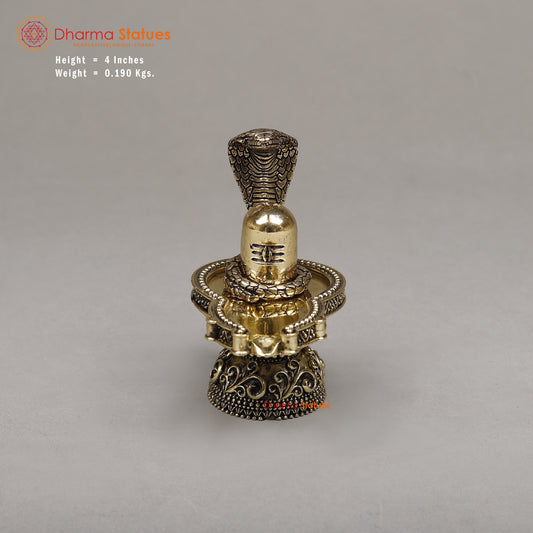 Brass Shivling with Naag , 4"