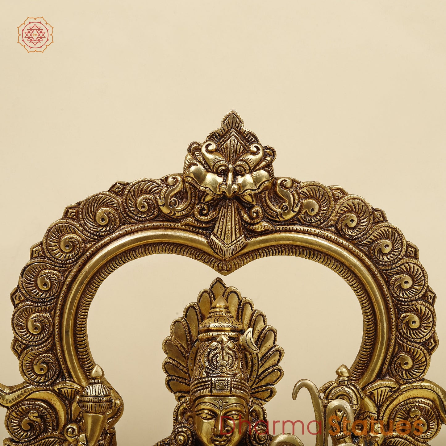Brass Rajarajeshwari with Frame, Golden Finish, 18"