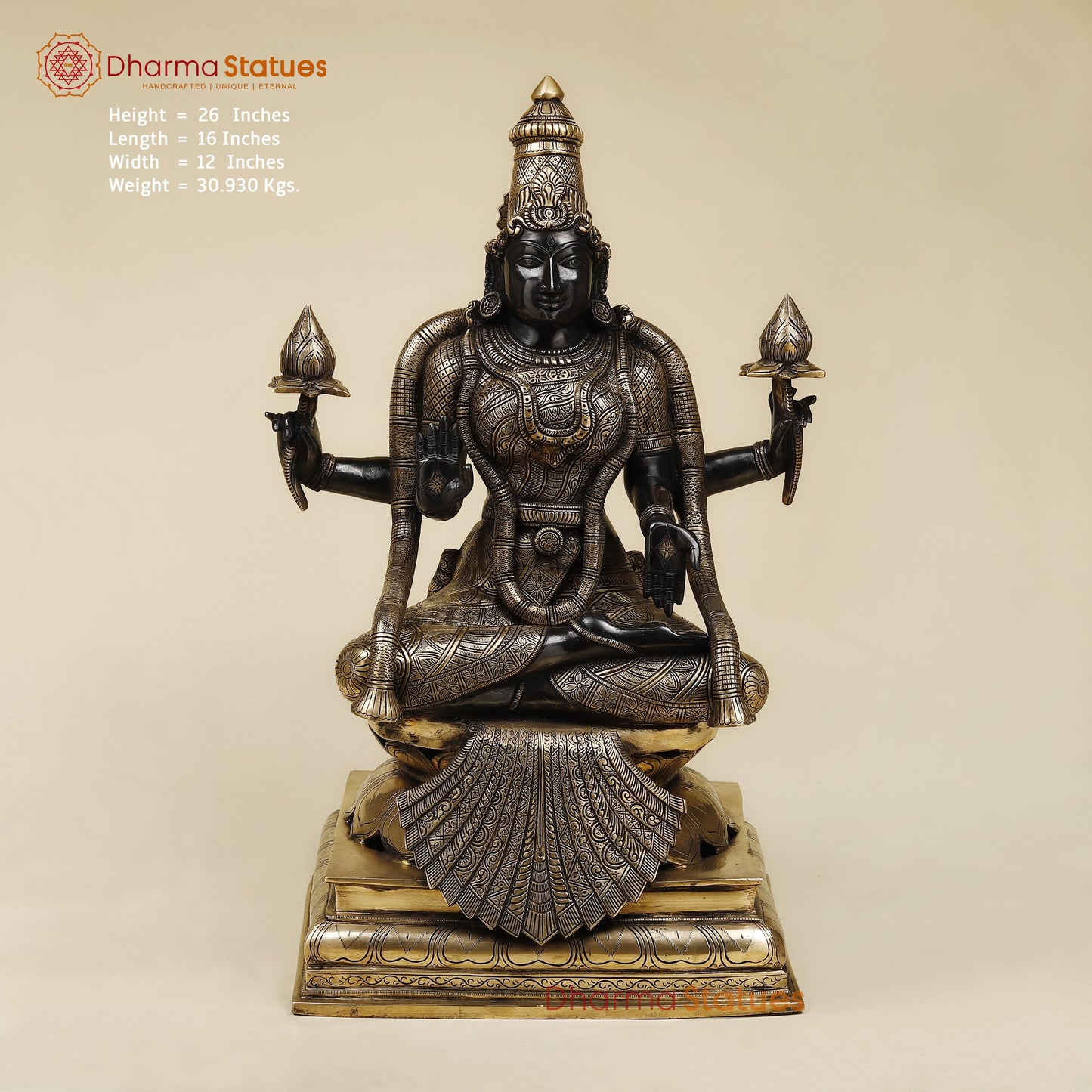 Brass Lakshmi, Black Patina & Golden Finish, 26"