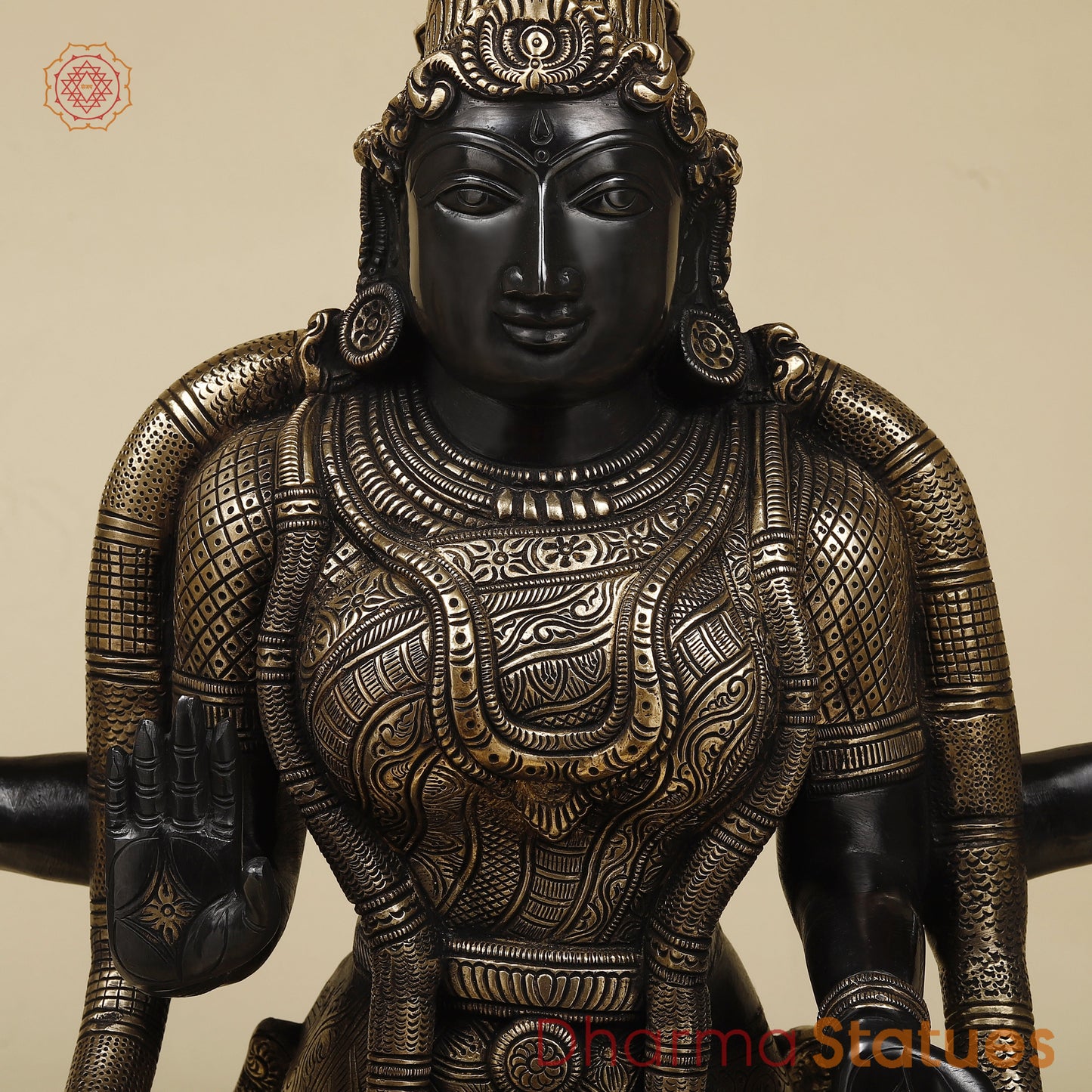 Brass Lakshmi seated, Black Patina & Golden Finish, 26"