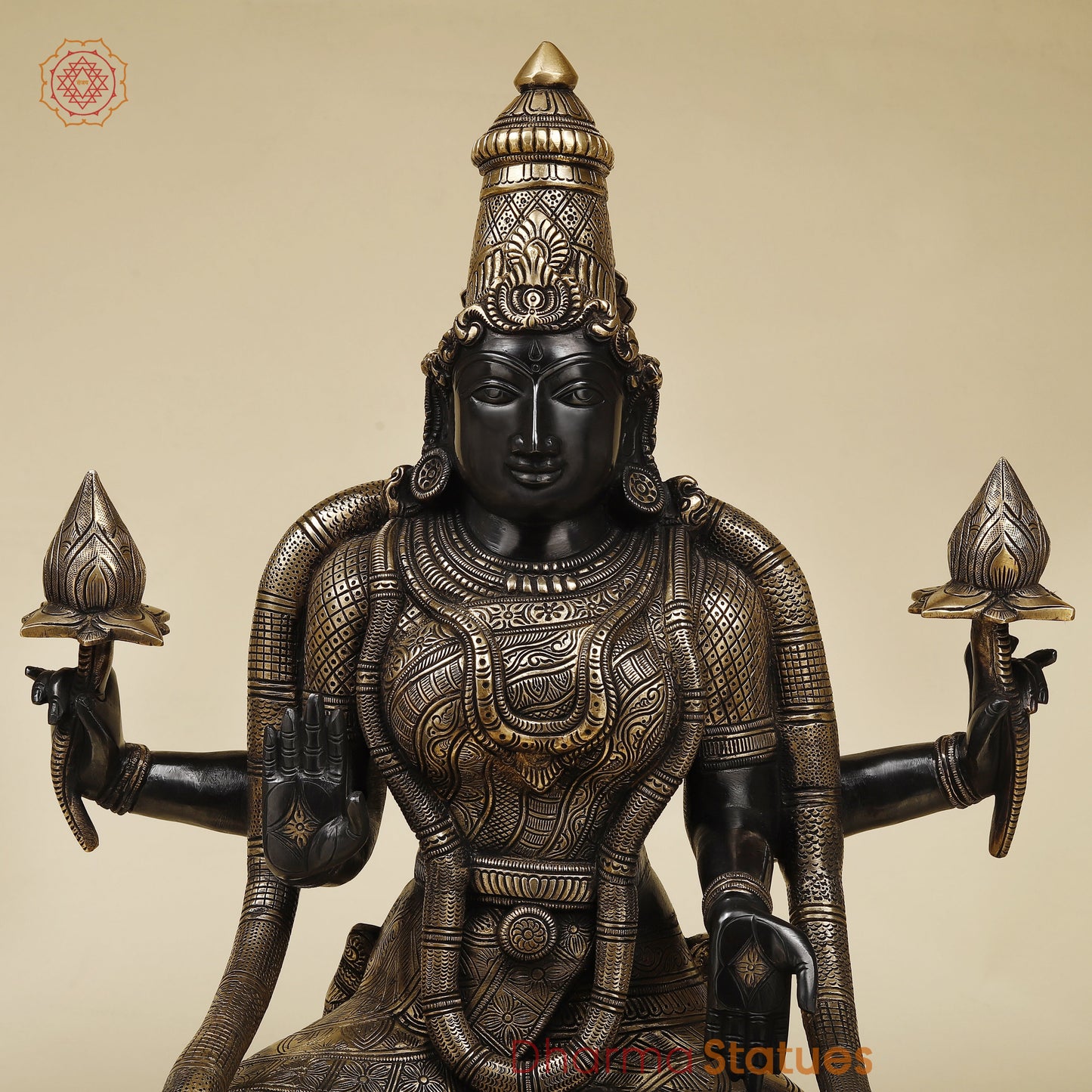 Brass Lakshmi, Black Patina & Golden Finish, 26"