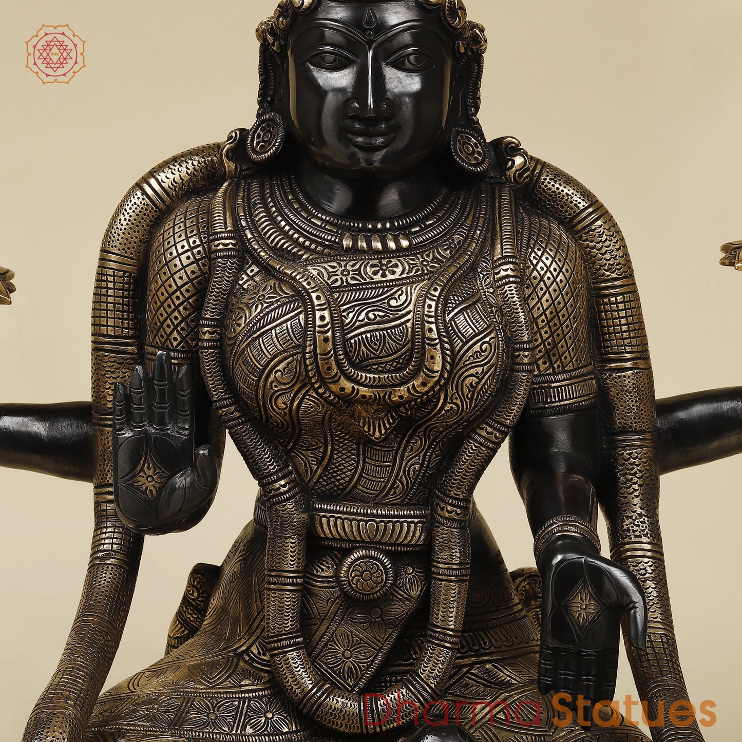 Brass Lakshmi seated, Black Patina & Golden Finish, 26"