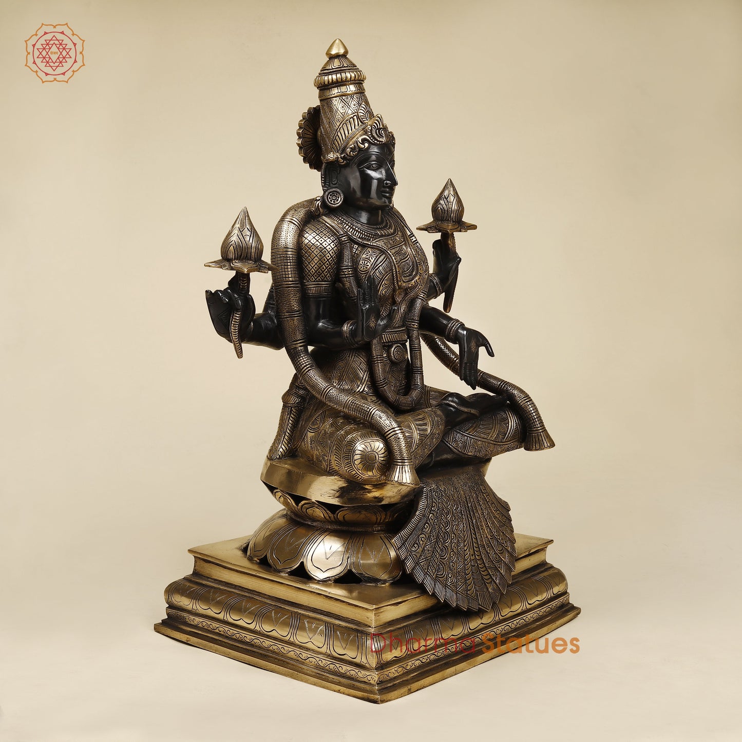 Brass Lakshmi, Black Patina & Golden Finish, 26"