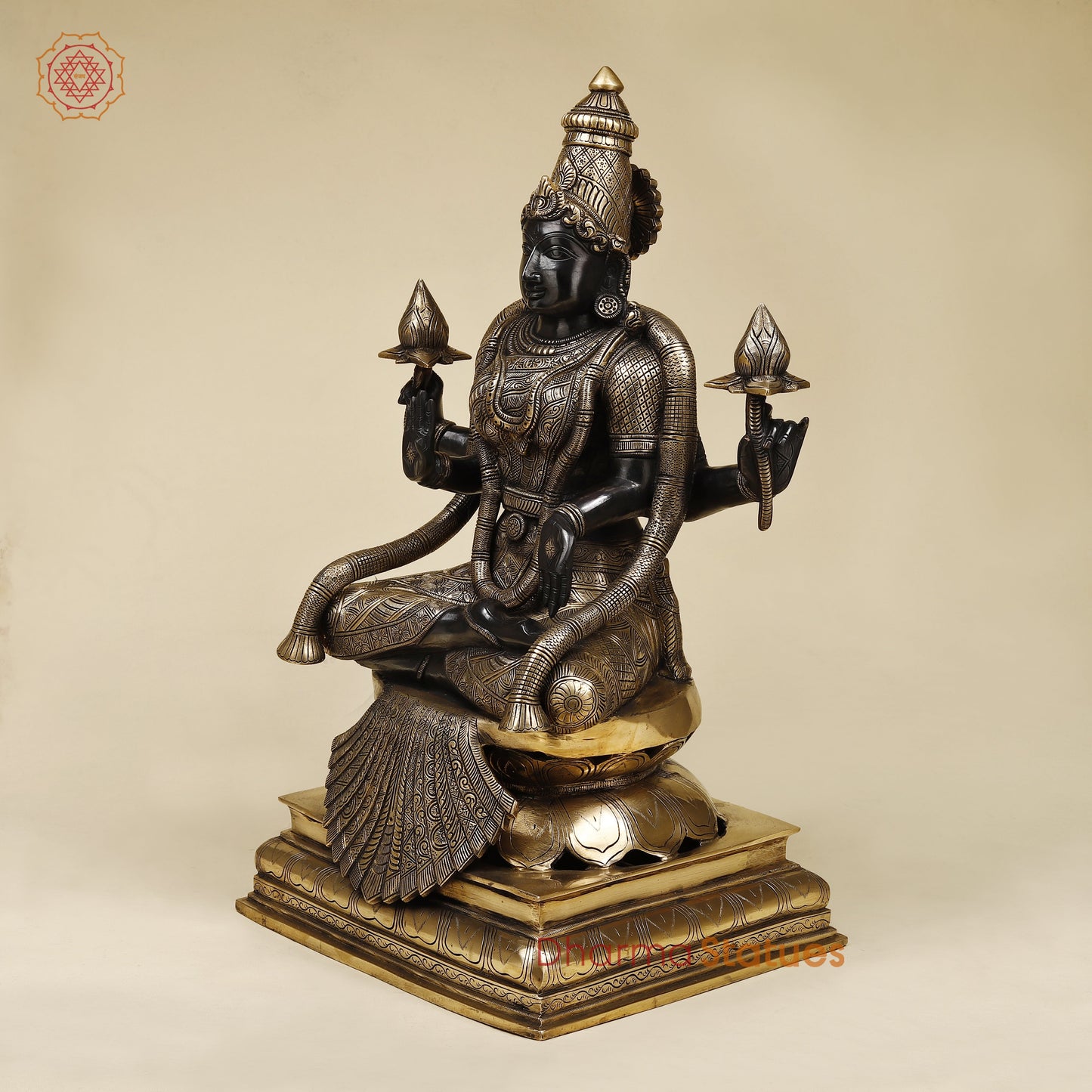Brass Lakshmi, Black Patina & Golden Finish, 26"