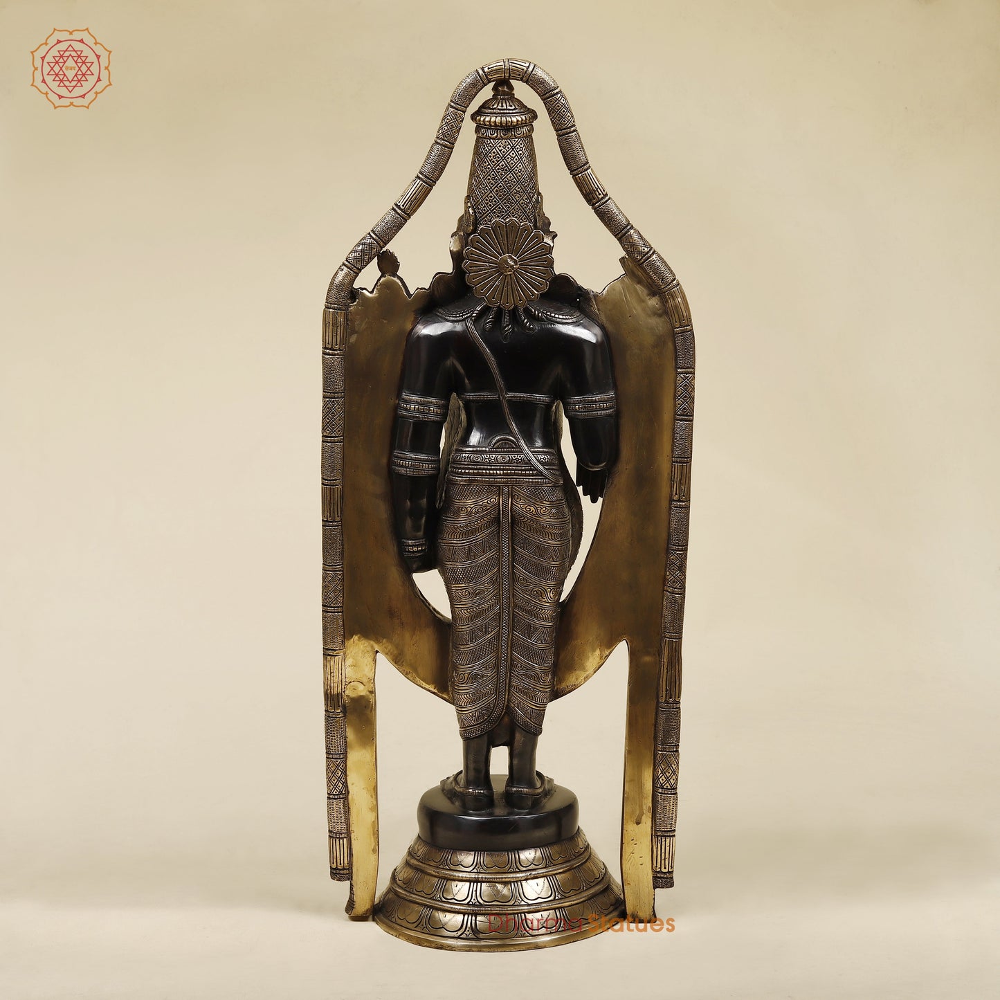 Brass Tirupati Balaji with Frame, Fine Golden Finish, 30"