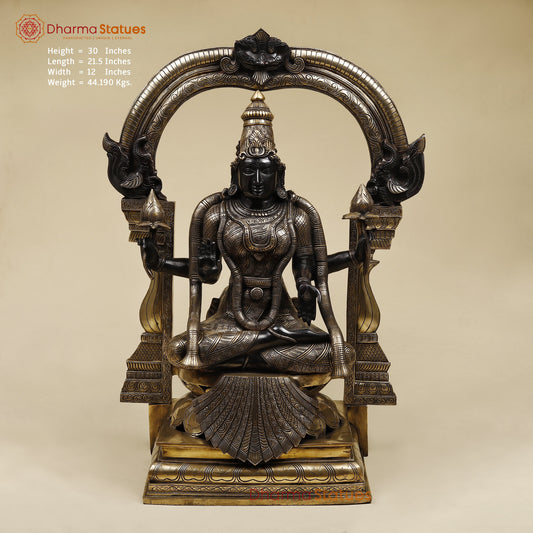 Brass Padmavati (Lakshmi), Black Patina & Golden Finish, 30"