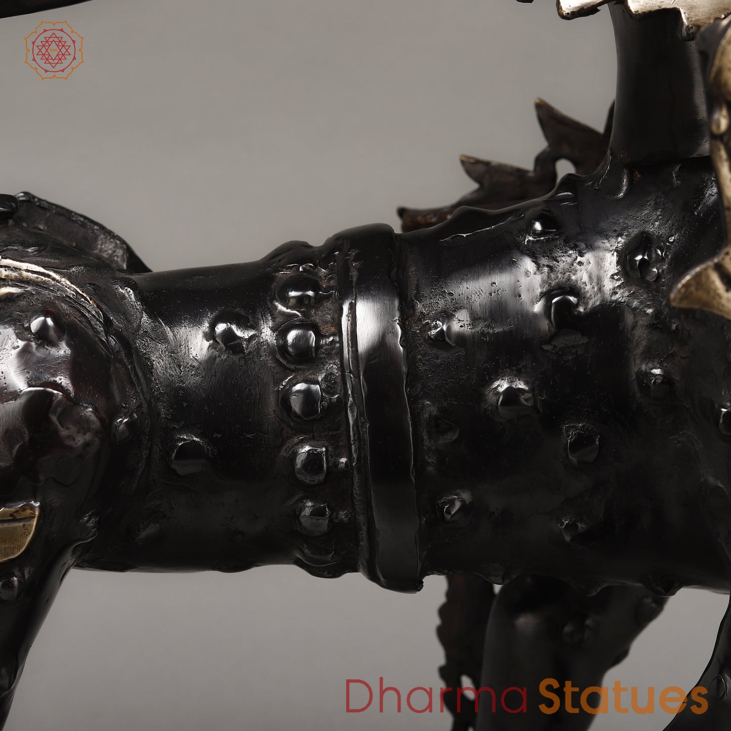 Brass Nepali Lion, Black Patina & Golden Finish, 22"