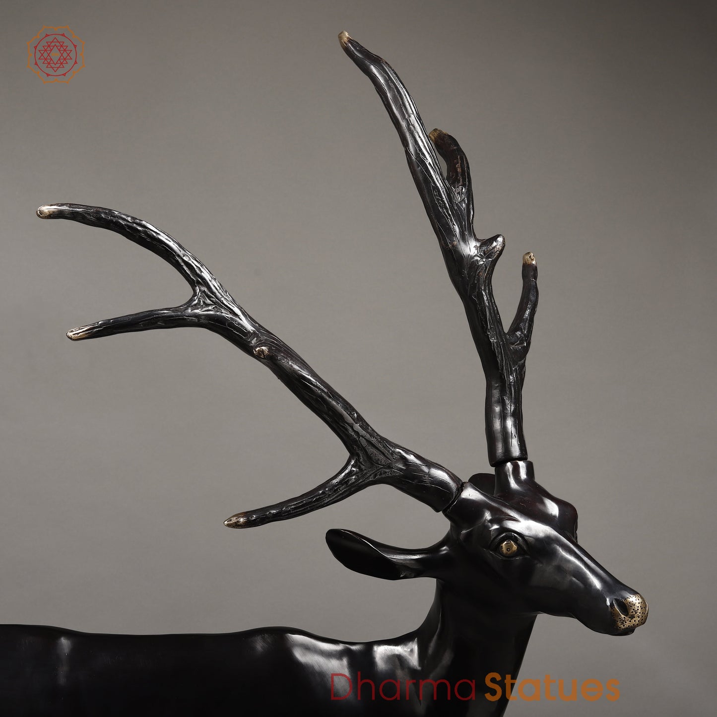 Brass Deer, Black Patina with Golden Finish, 35.5"