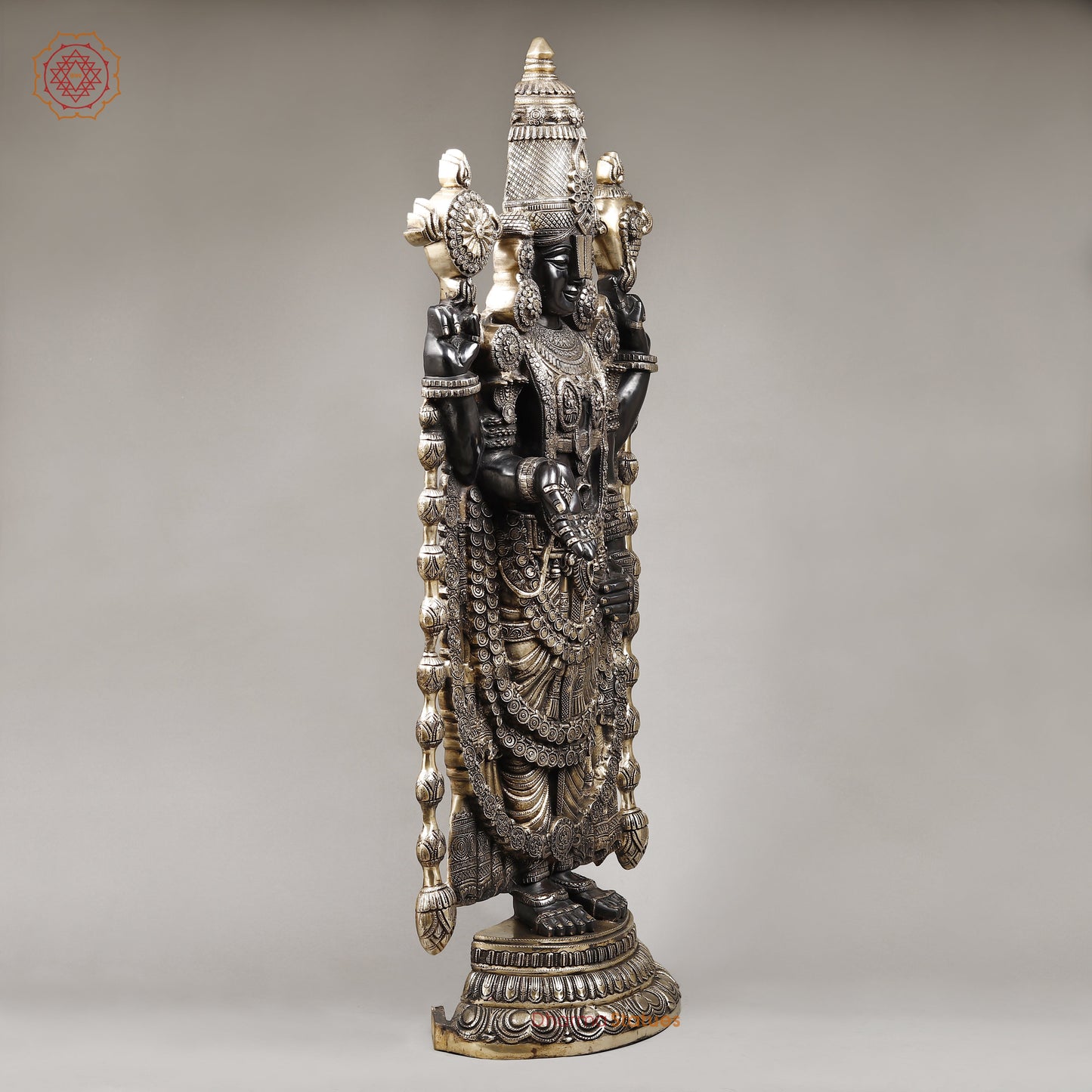 Brass Tirupati Balaji Standing, Deep Black Finish 47"