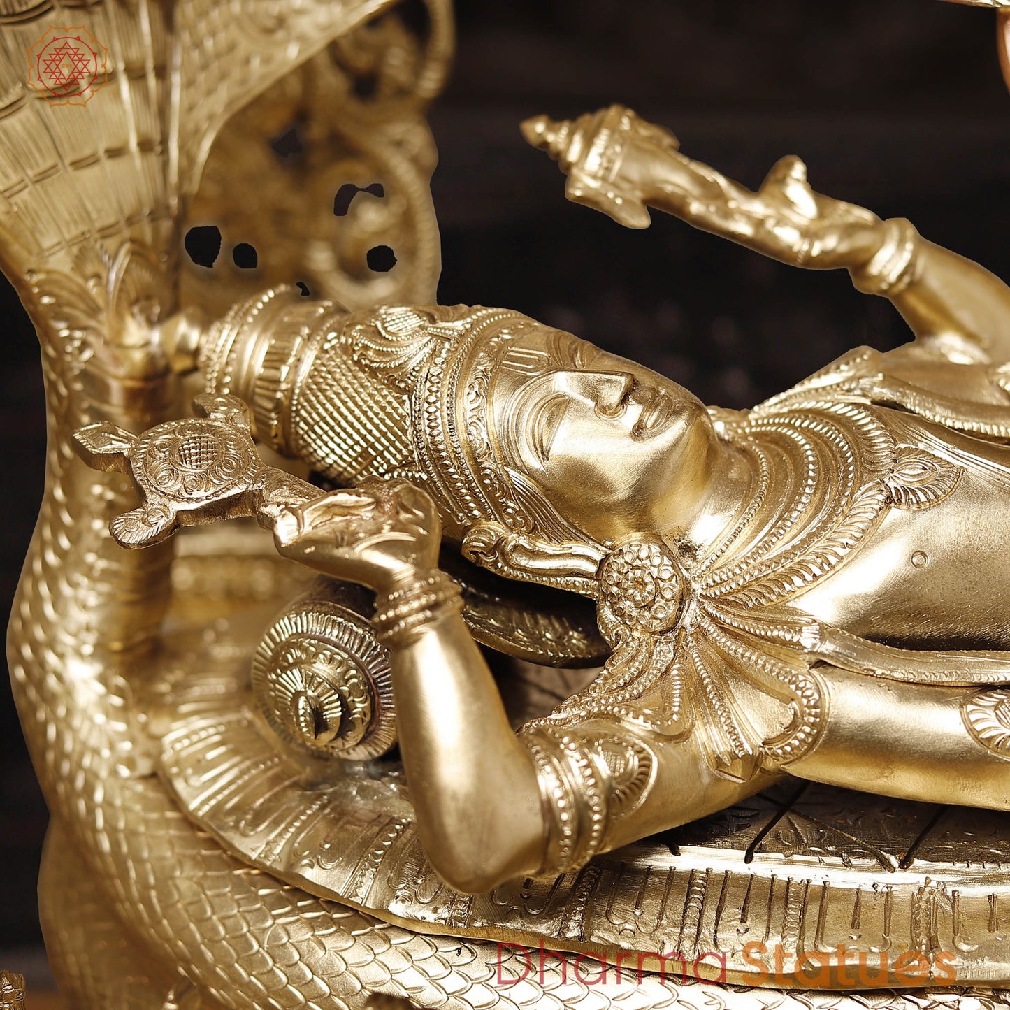 Bronze Vishnu Resting on Sheshnag Throne – Lakshmi, Brahma, and Dashavatar Ensemble, Fine Golden Finish, 26"