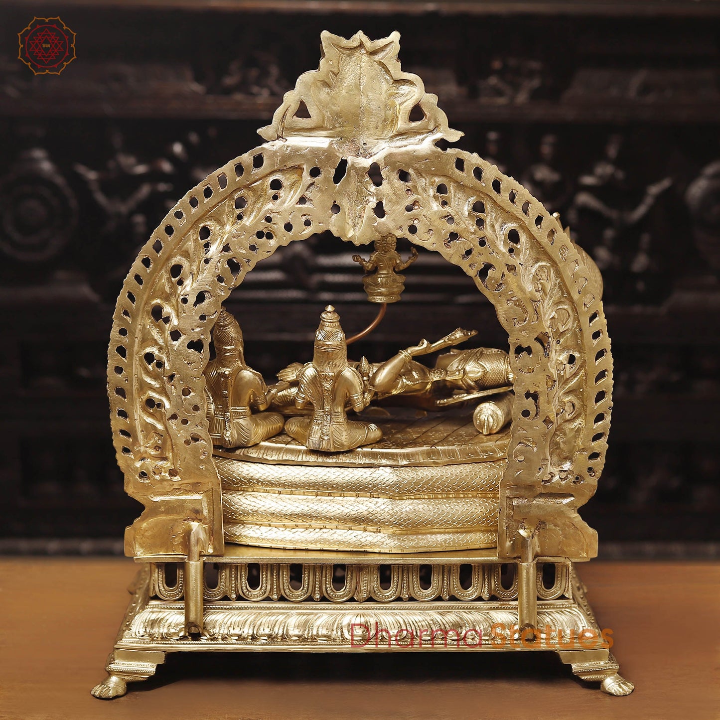 Bronze Vishnu Resting on Sheshnag Throne – Lakshmi, Brahma, and Dashavatar Ensemble, Fine Golden Finish, 26"