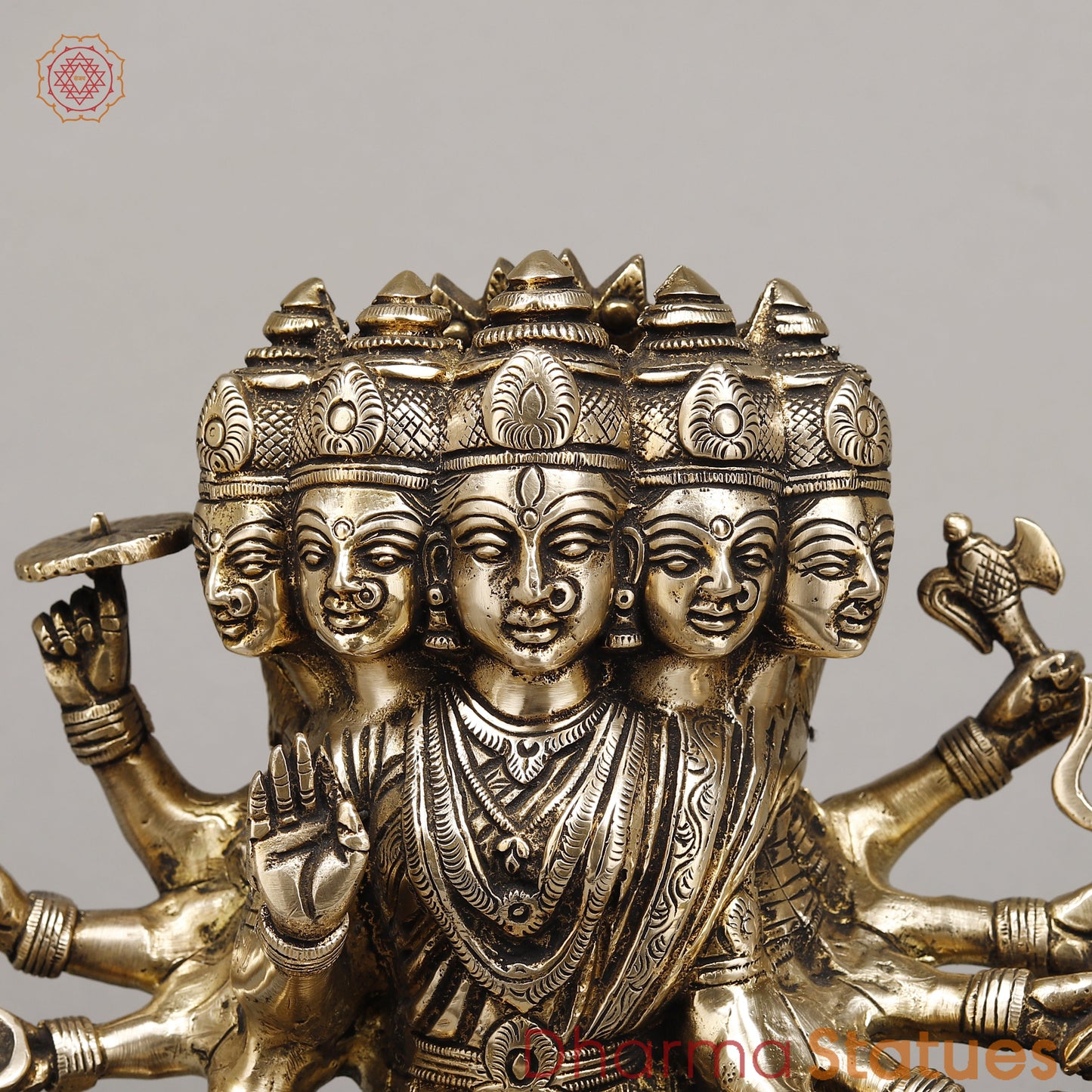 Brass Gayatri Devi seated on Lotus, Fine Golden Finish, 9"