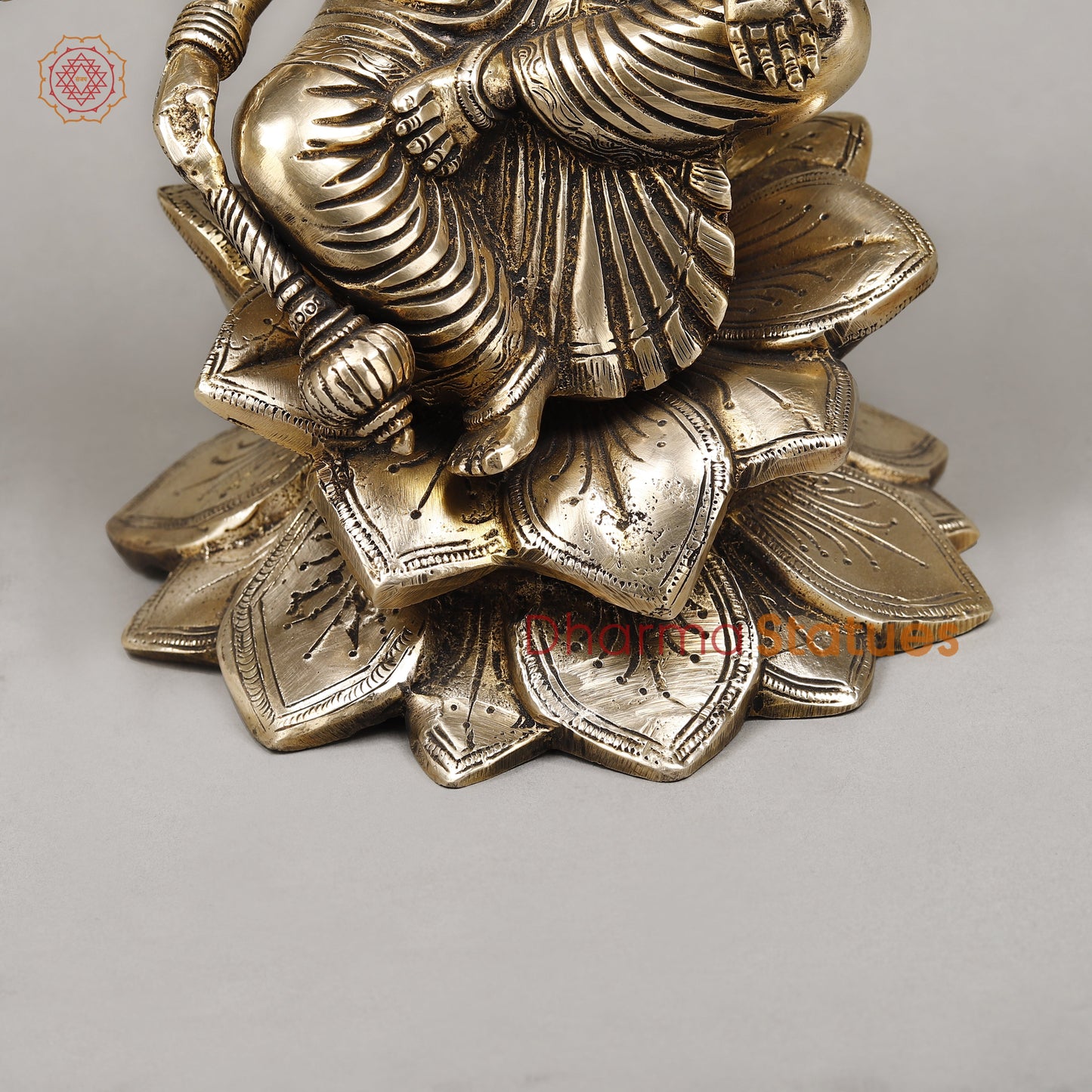 Brass Gayatri Devi seated on Lotus, Fine Golden Finish, 9"