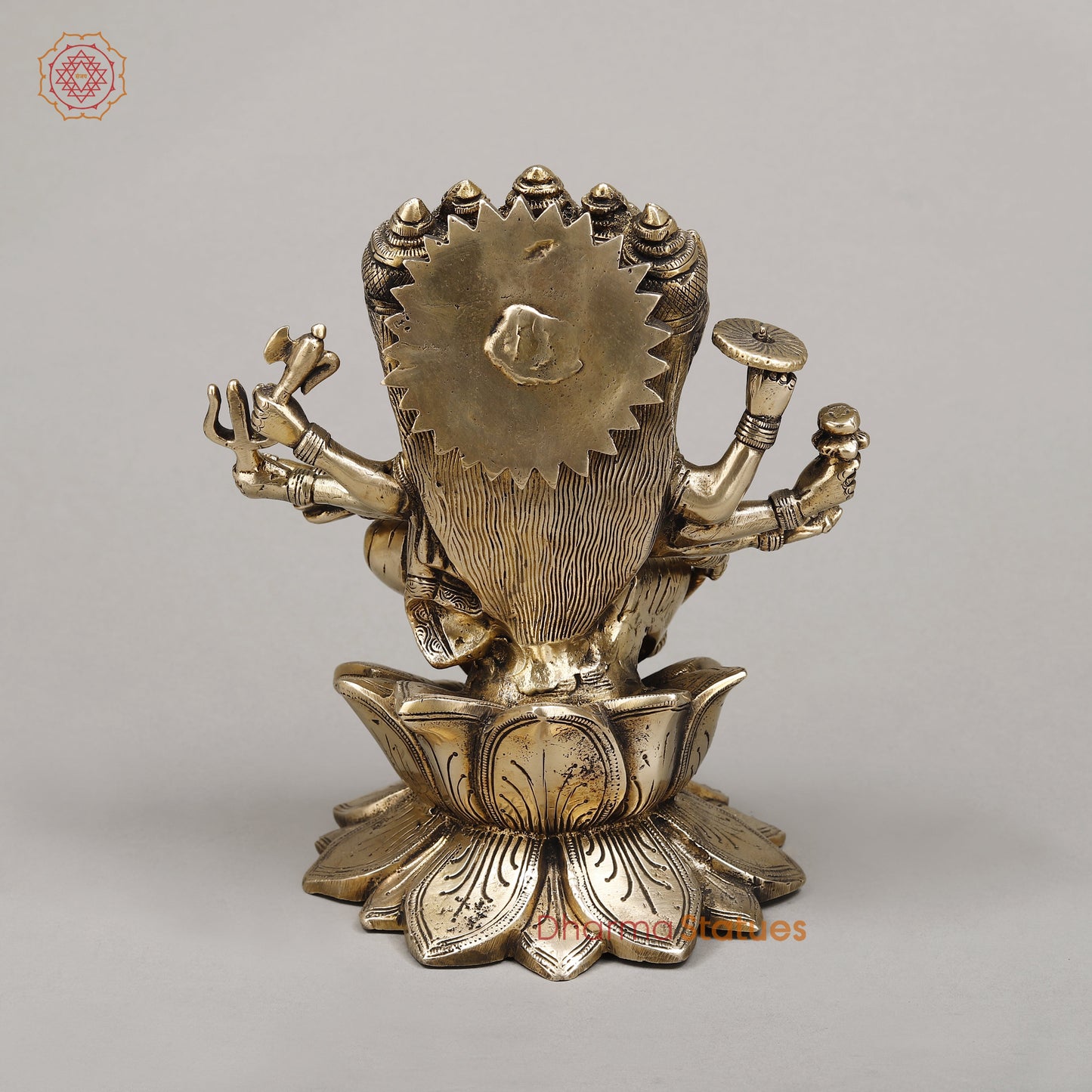 Brass Gayatri Devi seated on Lotus, Fine Golden Finish, 9"