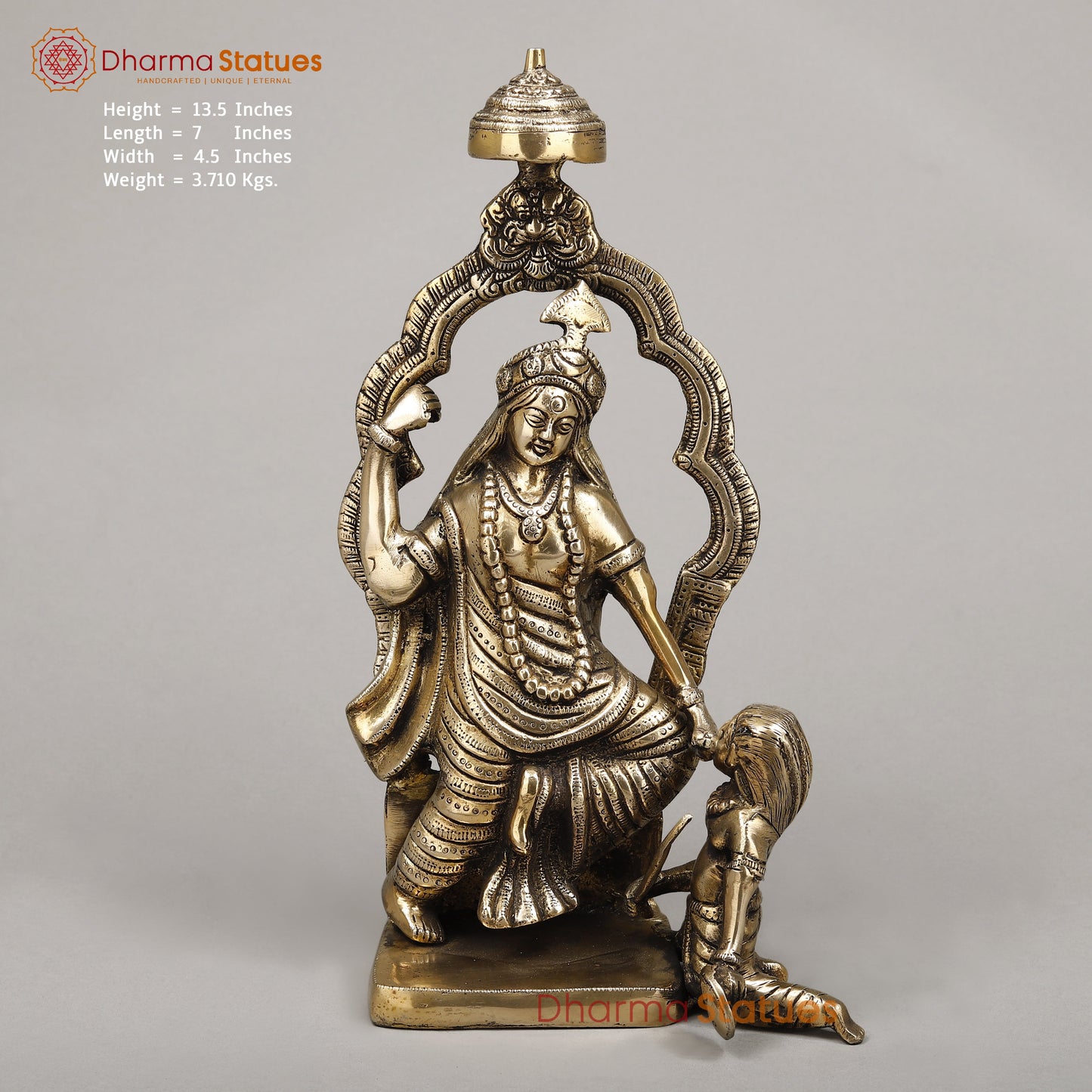 Brass Bagulamukhi Devi, Fine Golden Finish, 13.5"