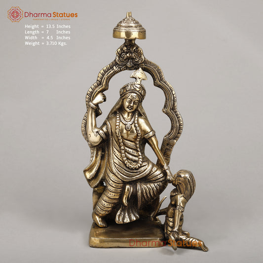 Brass Bagulamukhi Devi, Fine Golden Finish, 13.5"