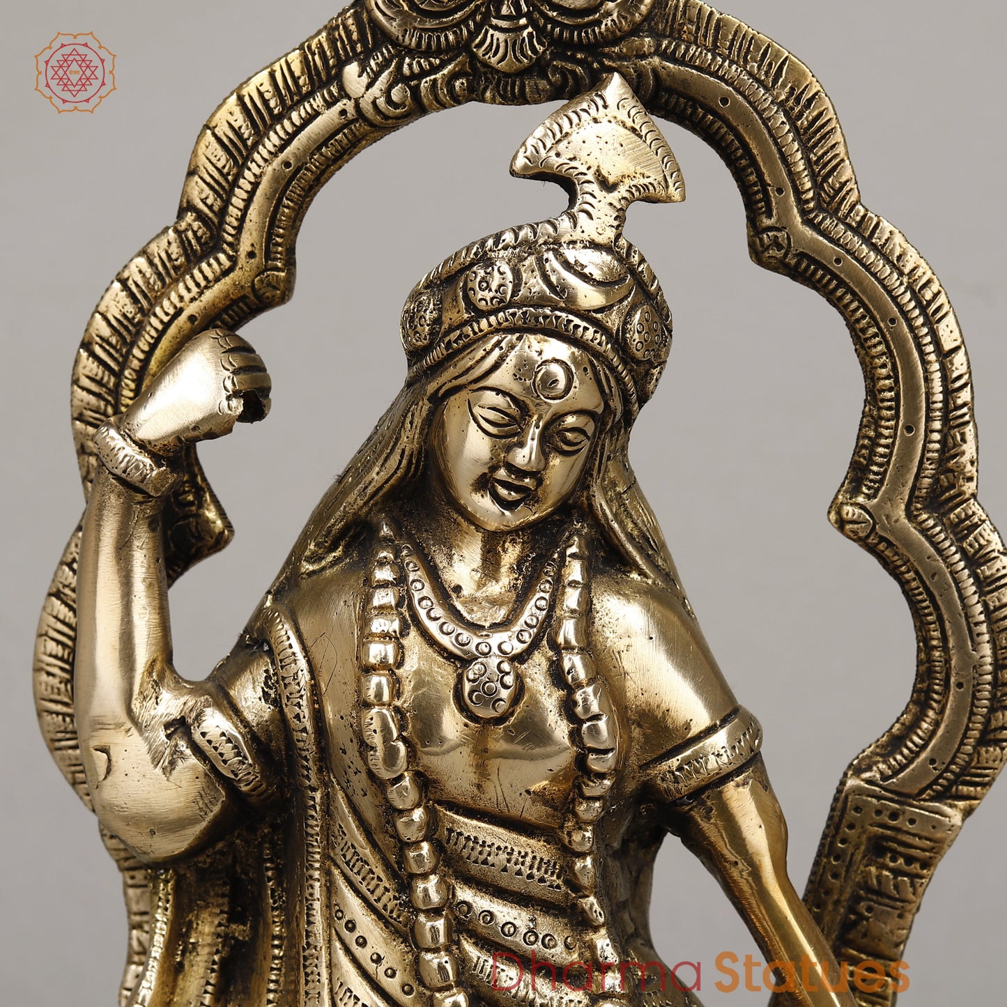 Brass Bagulamukhi Devi, Fine Golden Finish, 13.5"