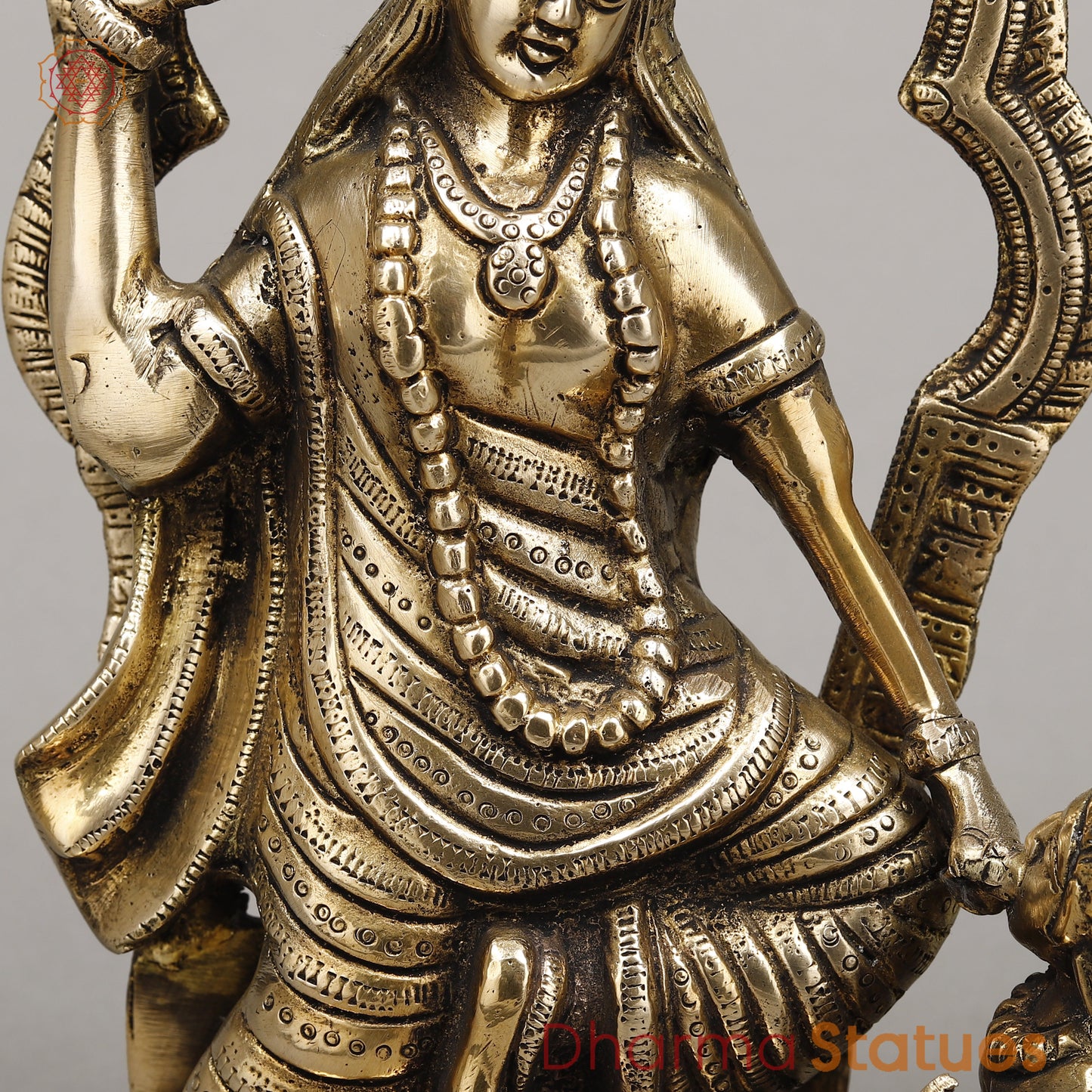 Brass Bagulamukhi Devi, Fine Golden Finish, 13.5"