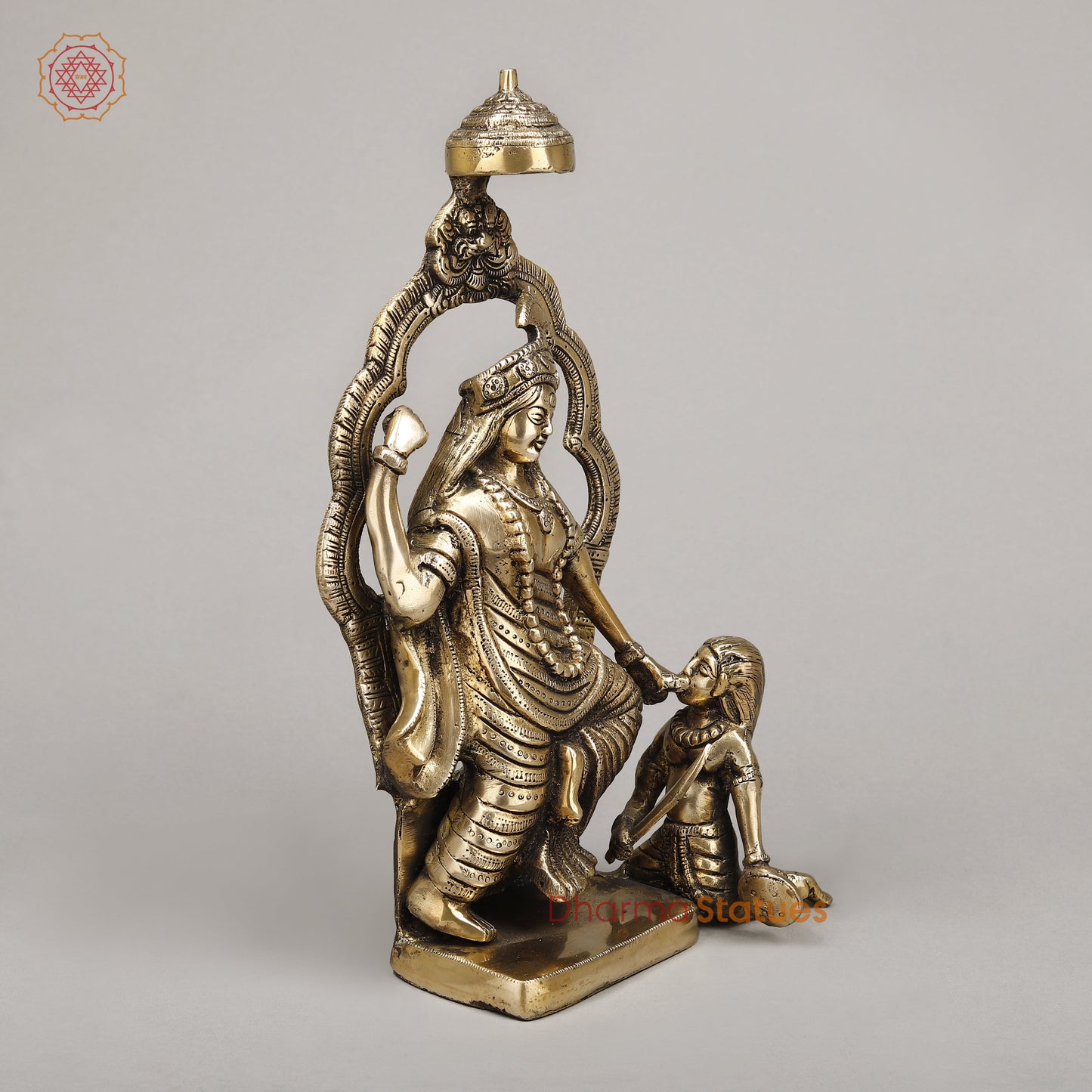 Brass Bagulamukhi Devi, Fine Golden Finish, 13.5"