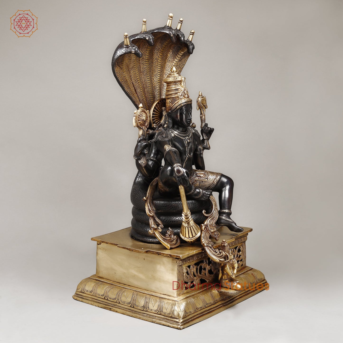 Brass Vishnu seated (Maha Abhishekam Posture) Royal Black Finish 30" Specially crafted masterpiece, created with 100 hours of perfection.