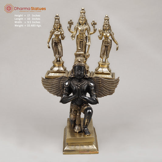 Brass Garuda Vahan, Smooth Finish & Black Patina, 17"