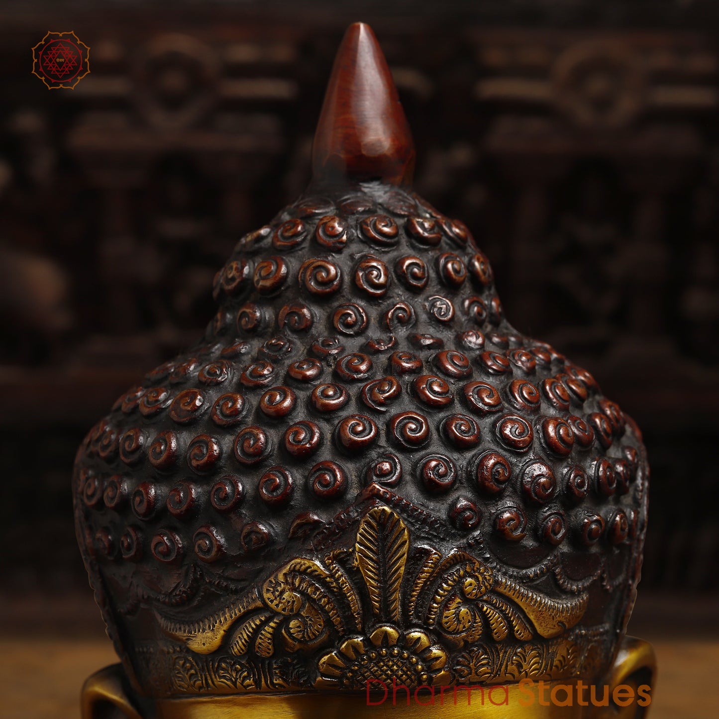 Brass Buddha Statue, Golden & Copper Finish, 14"