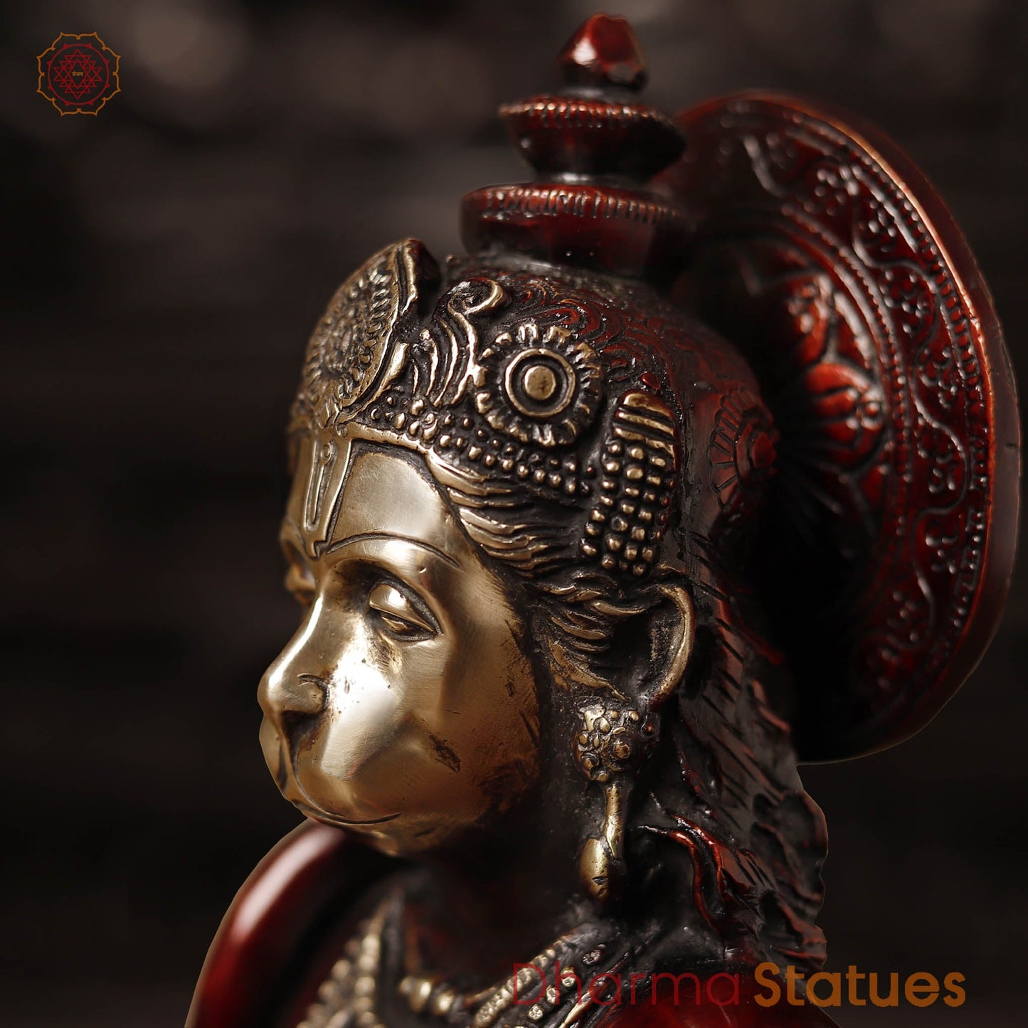 Brass Hanuman Statue, Seated on a Blessing Posture 11"
