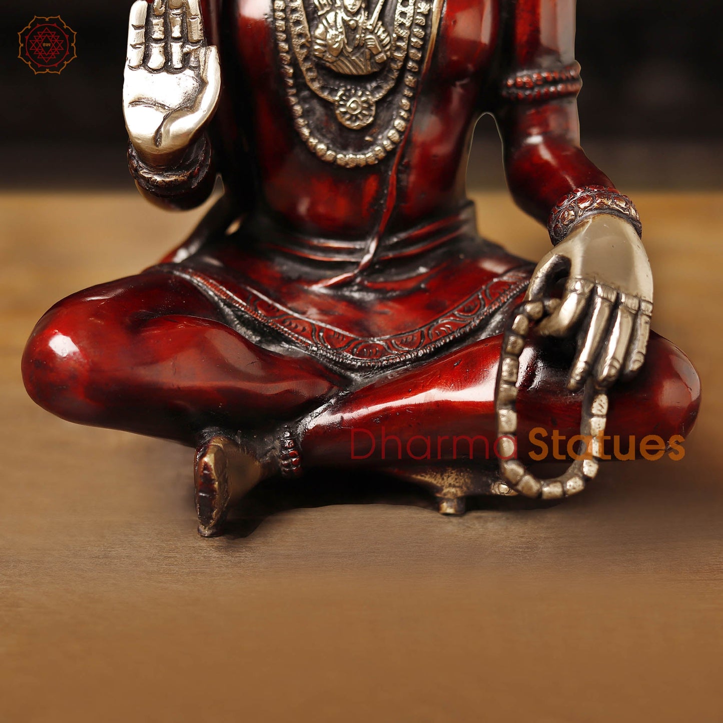 Brass Hanuman Statue, Seated on a Blessing Posture 11"
