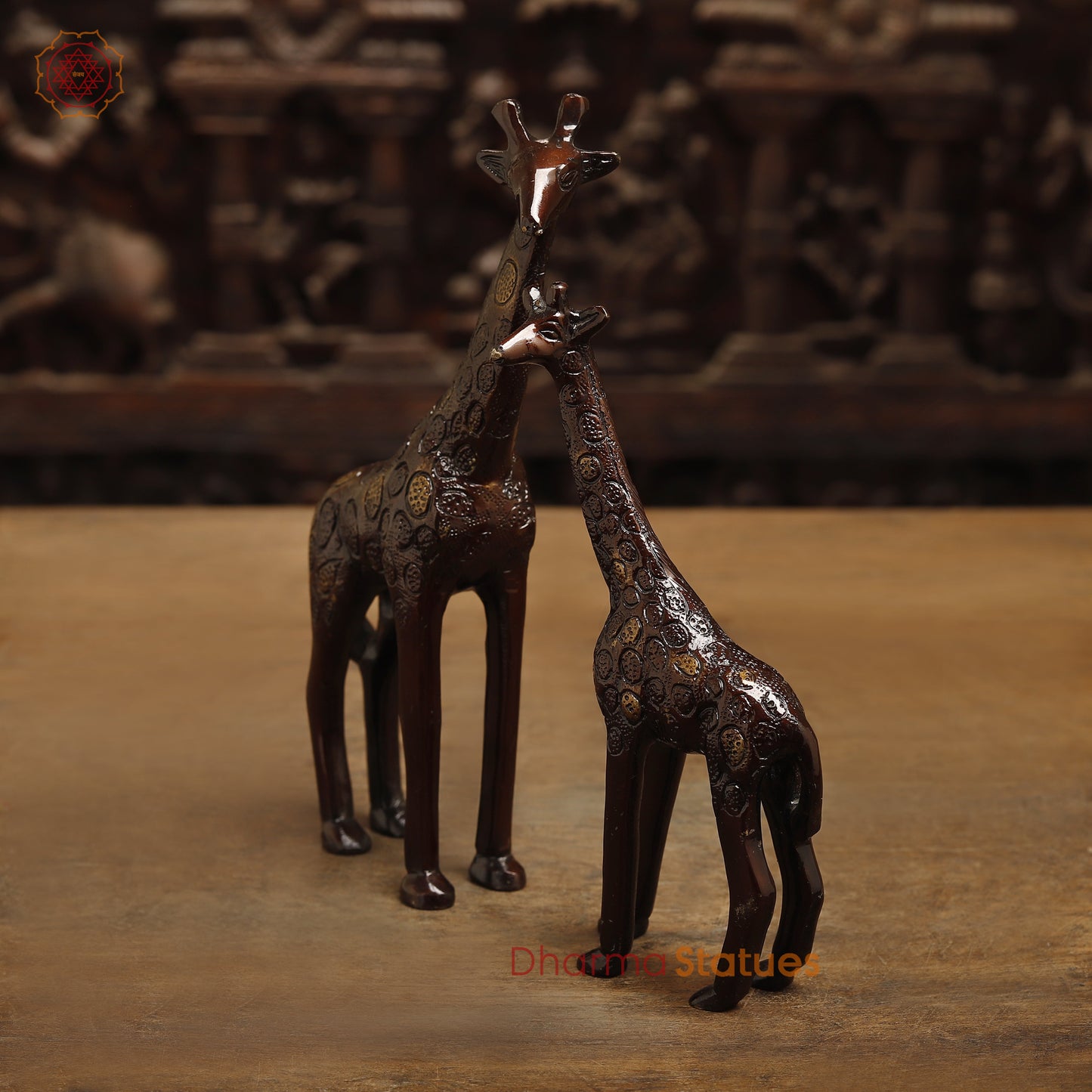 Brass Giraffe, Copper Color with Golden Finish, 9"