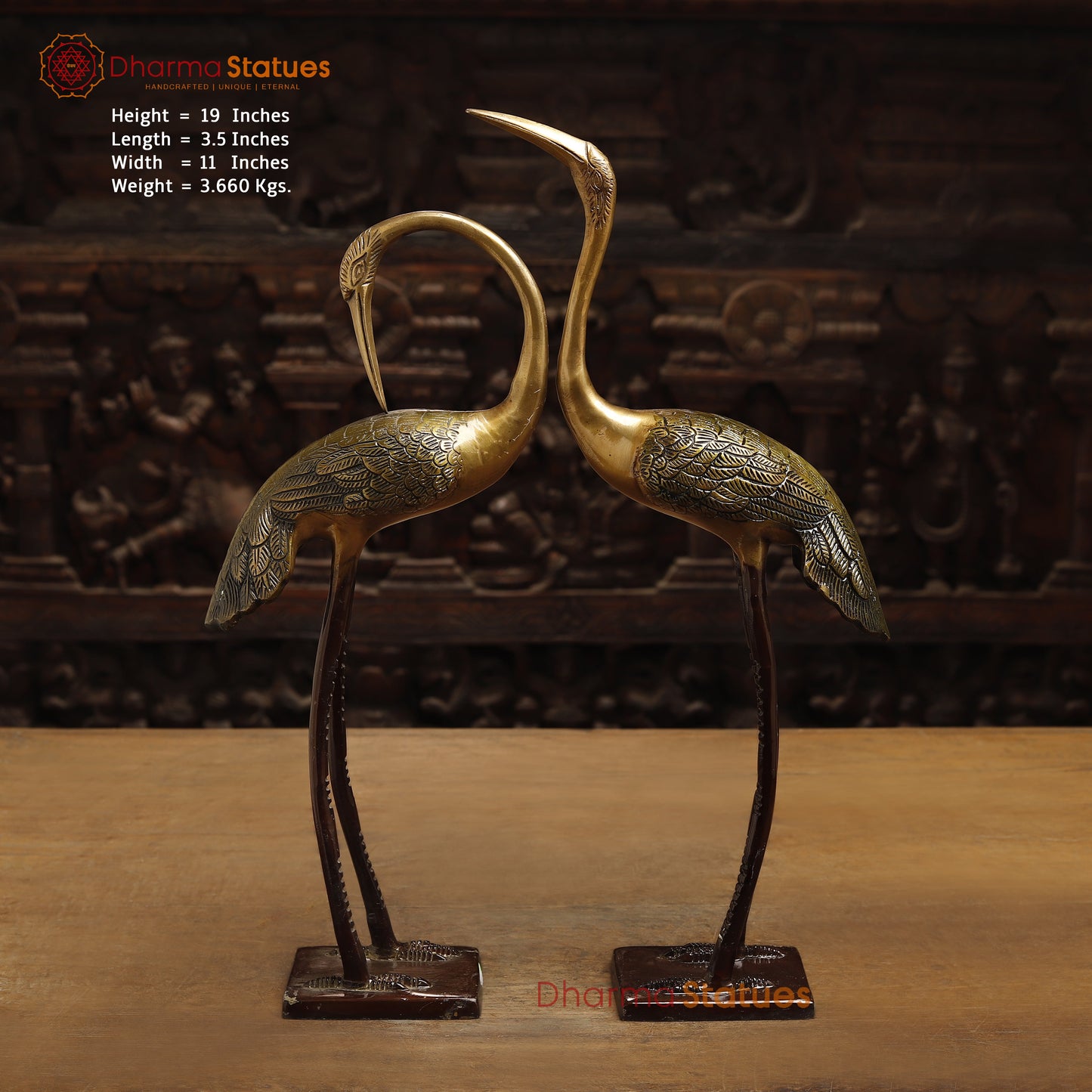 Brass Swan Pair, Golden & Copper Finish, 19"