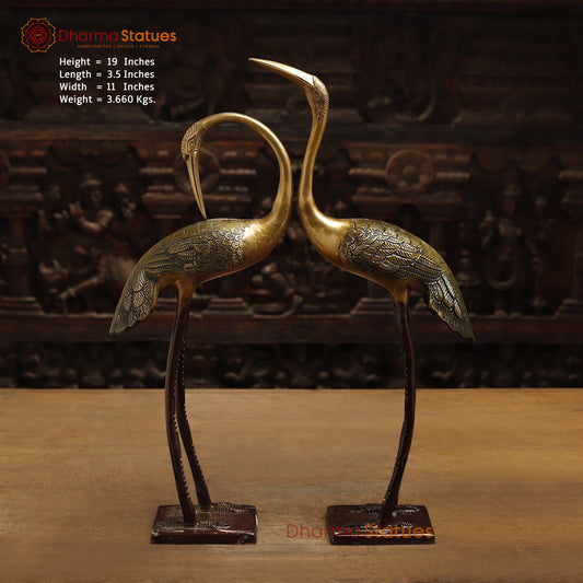 Brass Swan Pair, Golden & Copper Finish, 19"