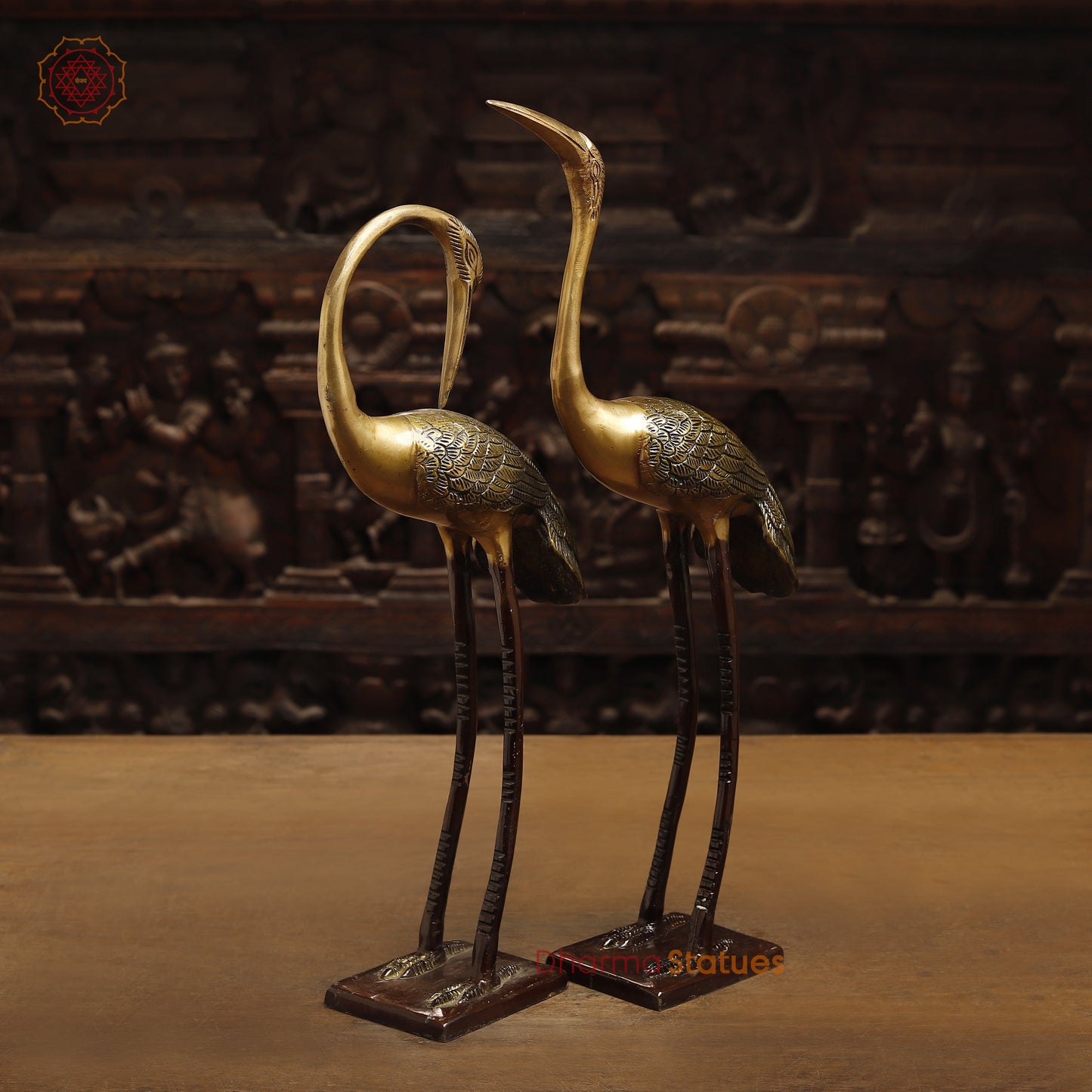 Brass Swan Pair, Golden & Copper Finish, 19"