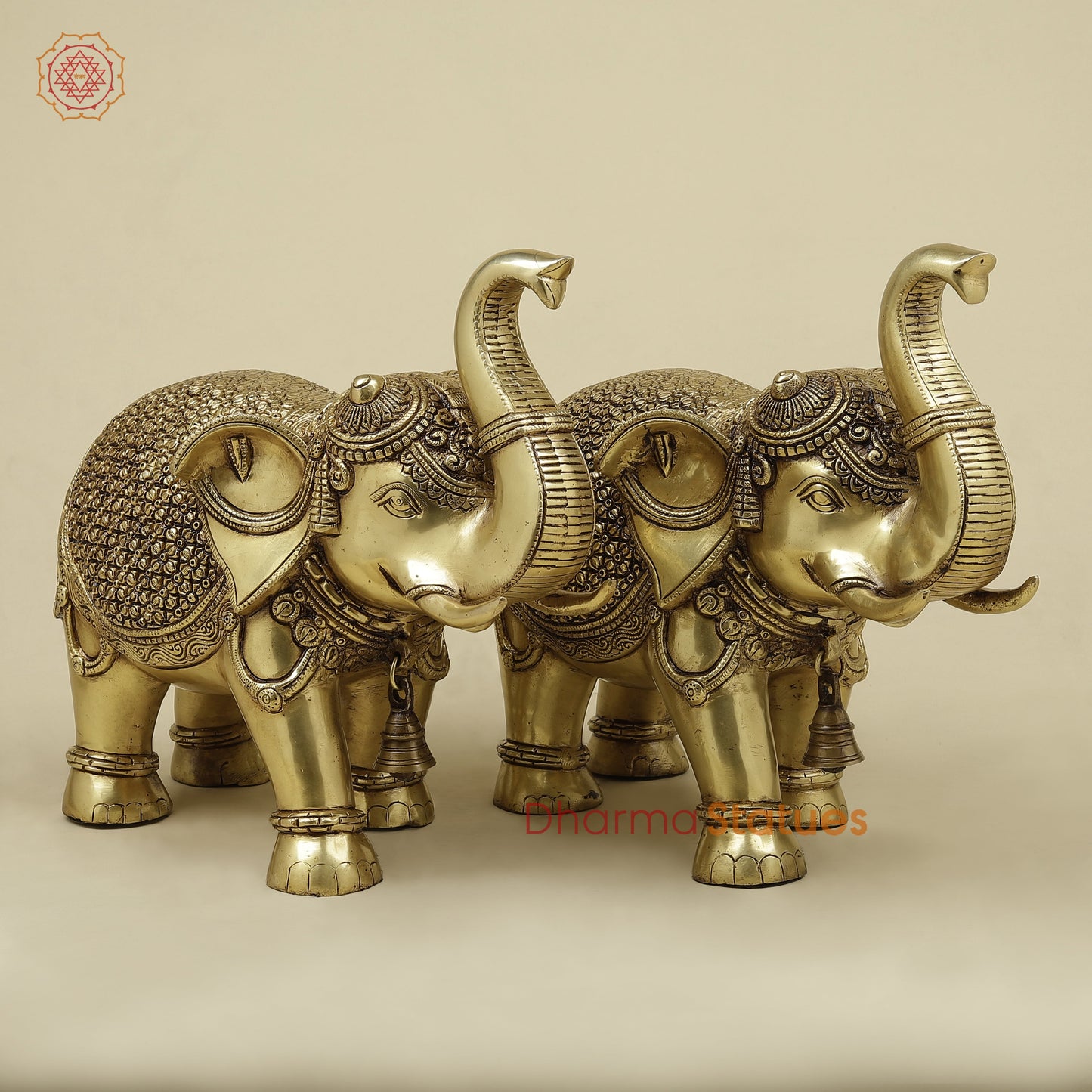 Brass Elephant, Fine Golden Finish, 13"