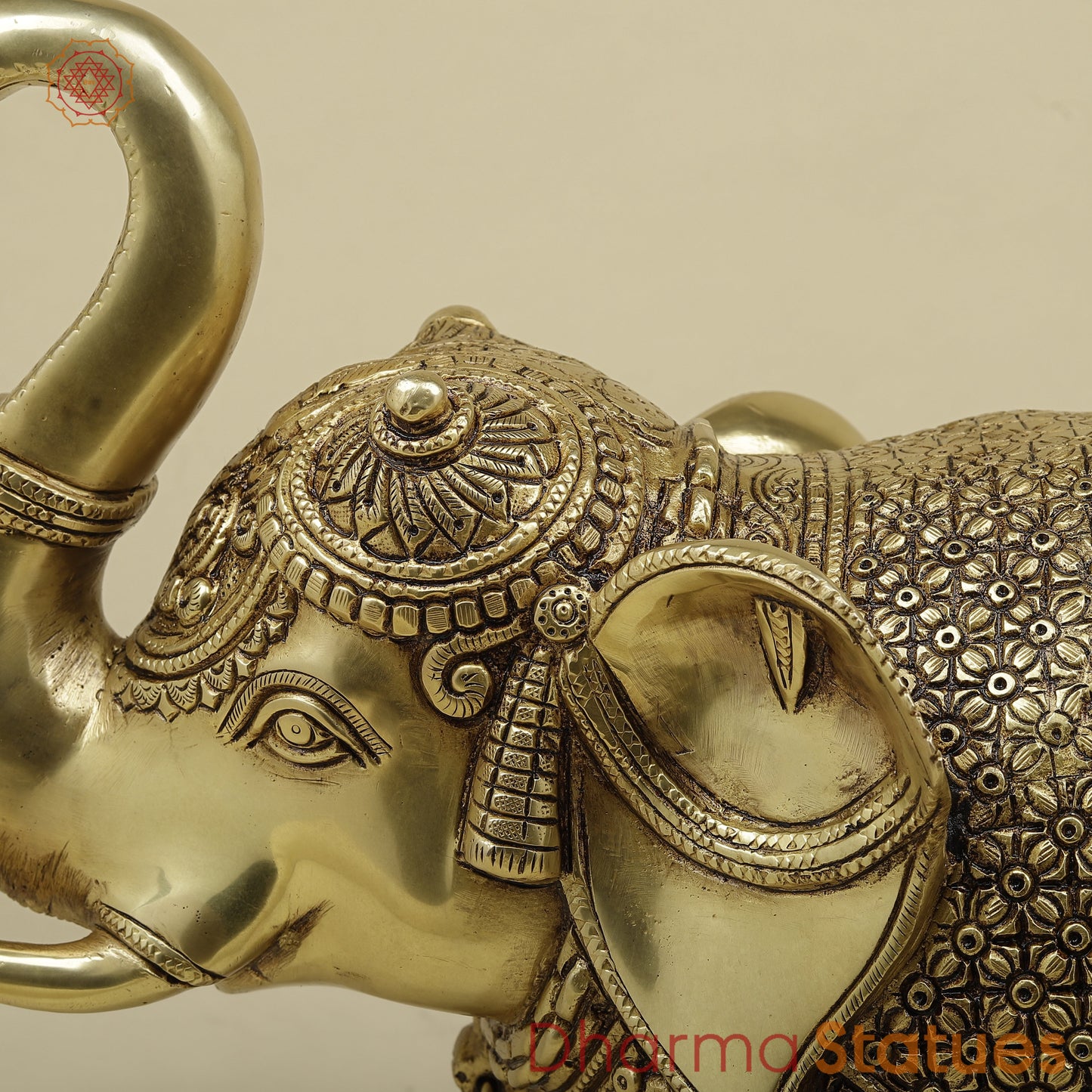 Brass Elephant, Fine Golden Finish, 13"