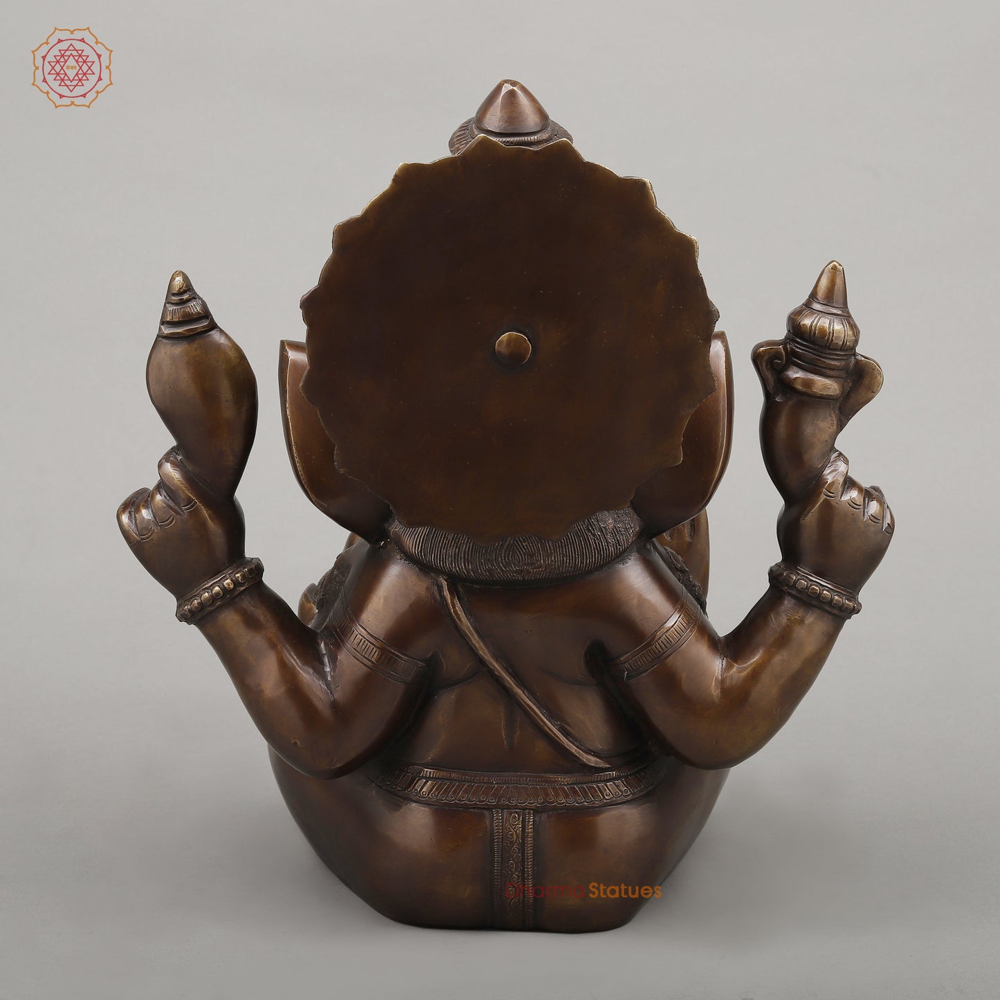 Brass Ganesh seated in Blessing Posture, Copper Finish, 14.5"