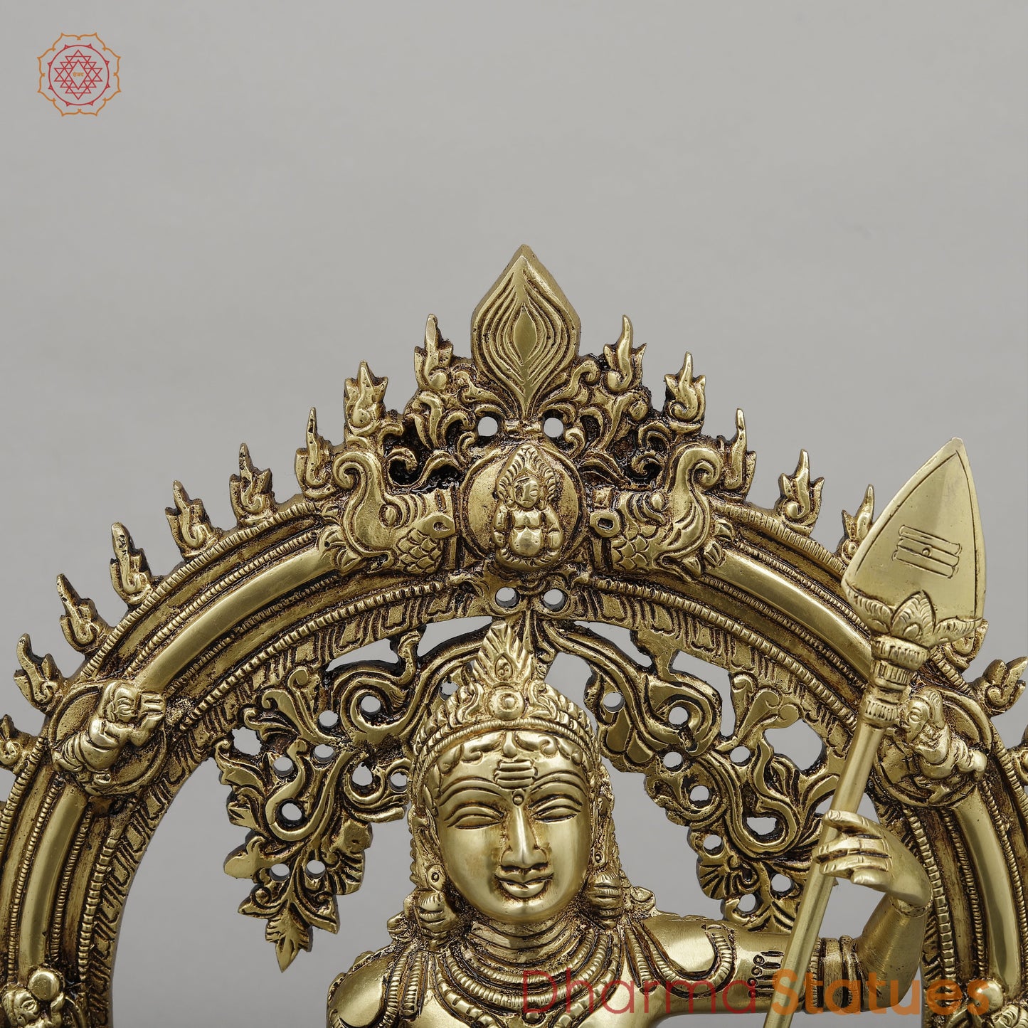 Brass Kartik with Peacock & Frame, Golden Finish, 16.5"