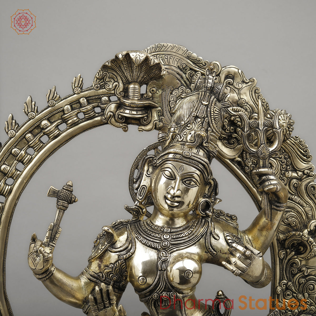 Brass Ardhanarishvara with Frame, Fine Smooth Finish, 30"