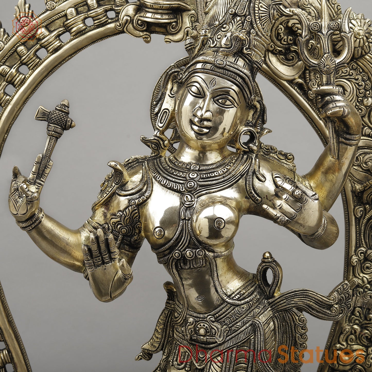 Brass Ardhanarishvara with Frame, Fine Smooth Finish, 30"