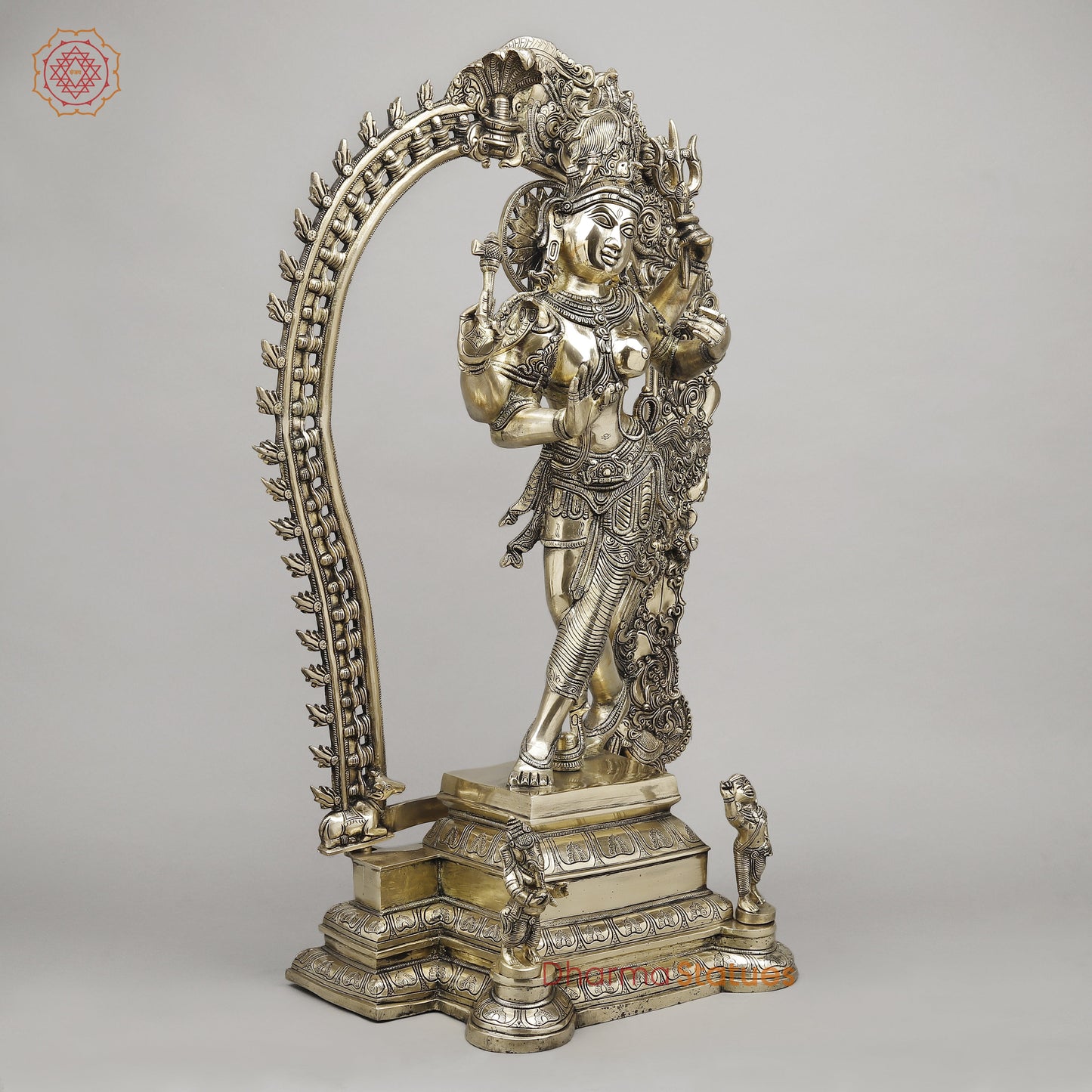 Brass Ardhanarishvara with Frame, Fine Smooth Finish, 30"