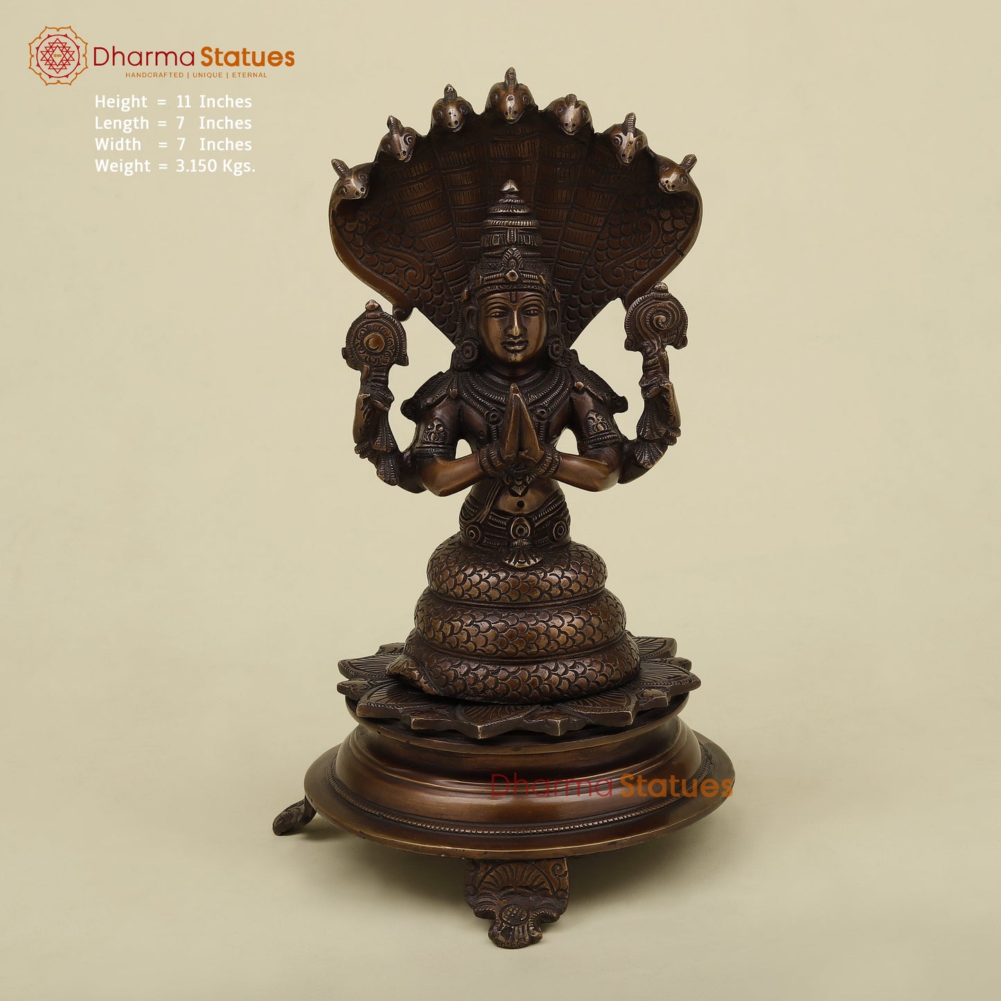 Brass Patanjali with Copper Finish, A Symbol of Yoga and Enlightenment 11"