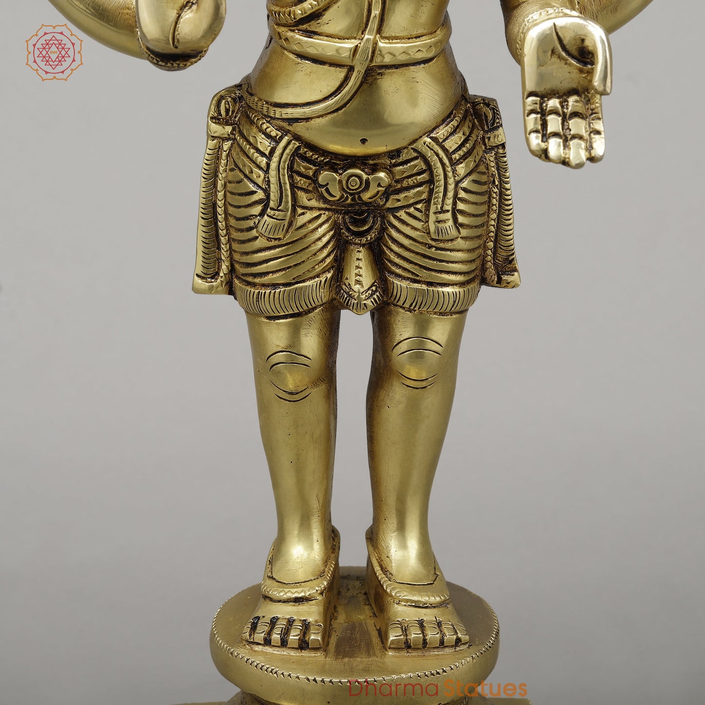 Brass Shiva Standing on Pedestal, Fine Golden Finish, 18"