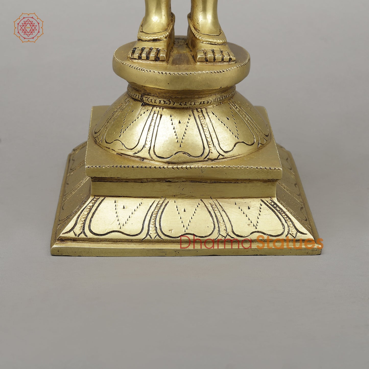 Brass Shiva Standing on Pedestal, Fine Golden Finish, 18"