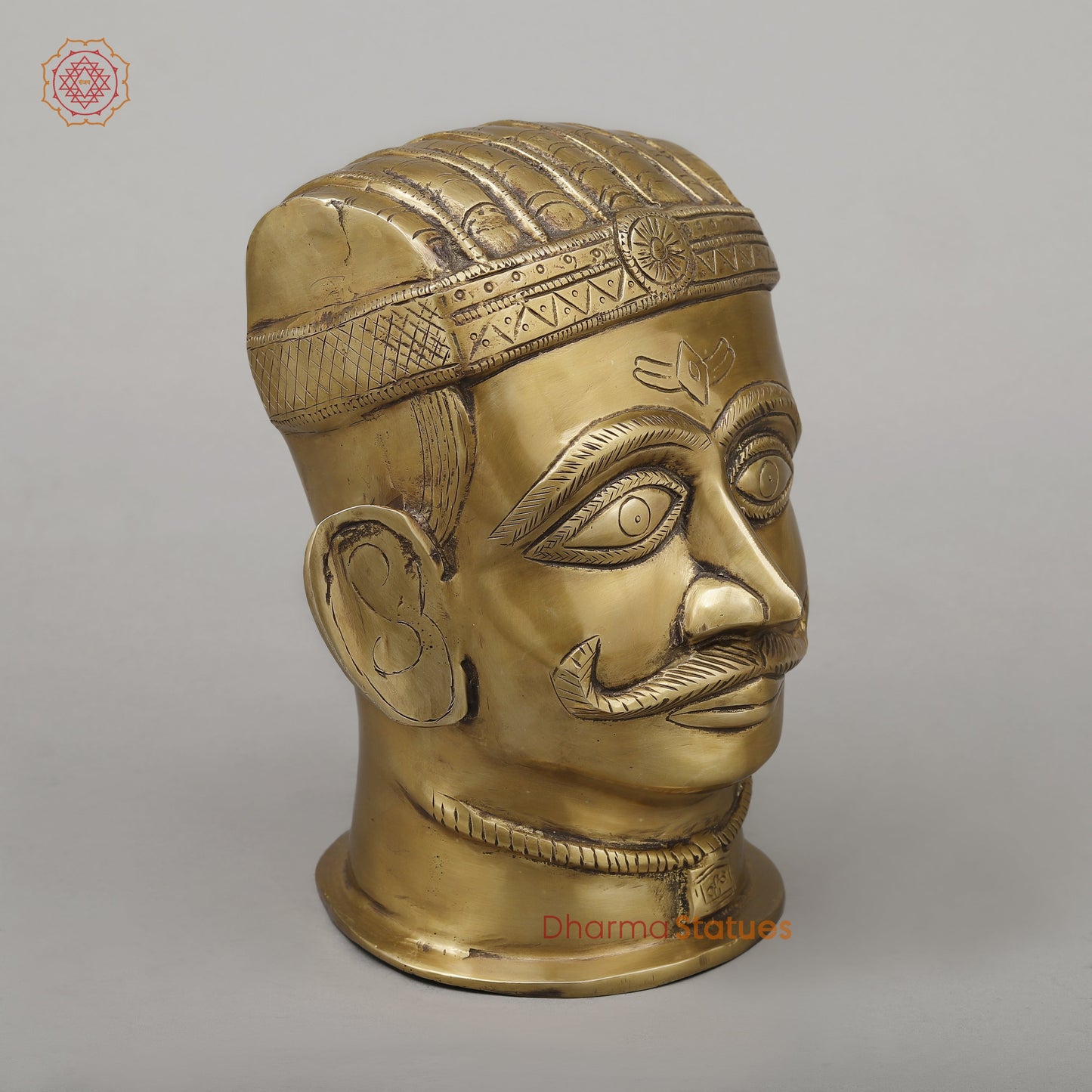 Brass Shiva Face, Golden Finish, 8.5"