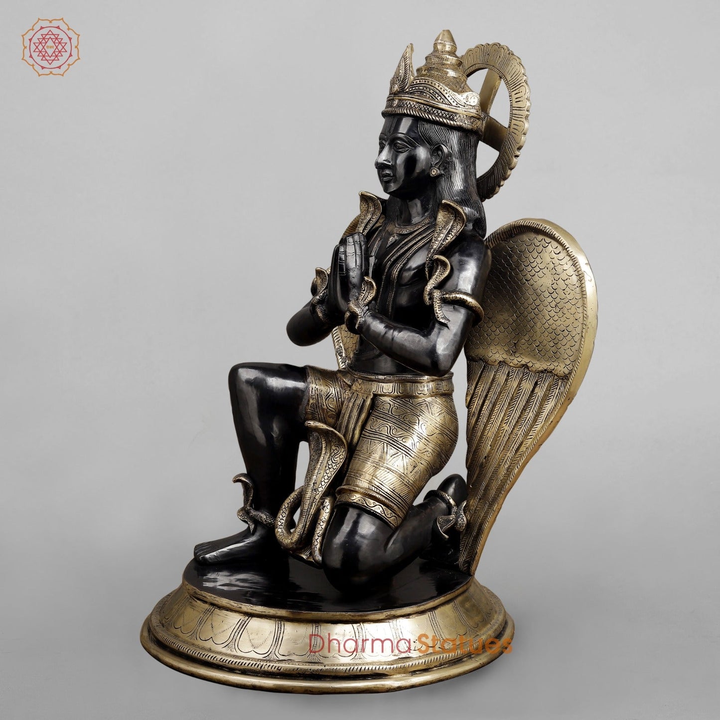 Brass Garuda seated ( Vaahan of Lord Vishnu ) , Royal Black finish 31”