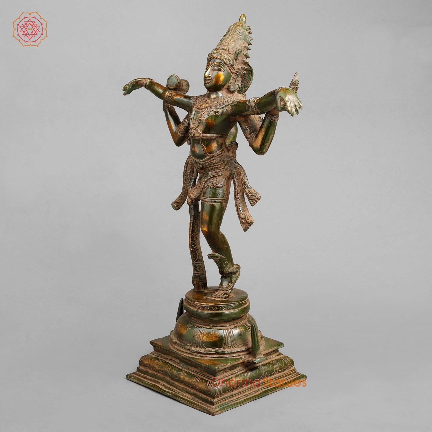Brass Dancing shiva, Green Antique Patina 20”